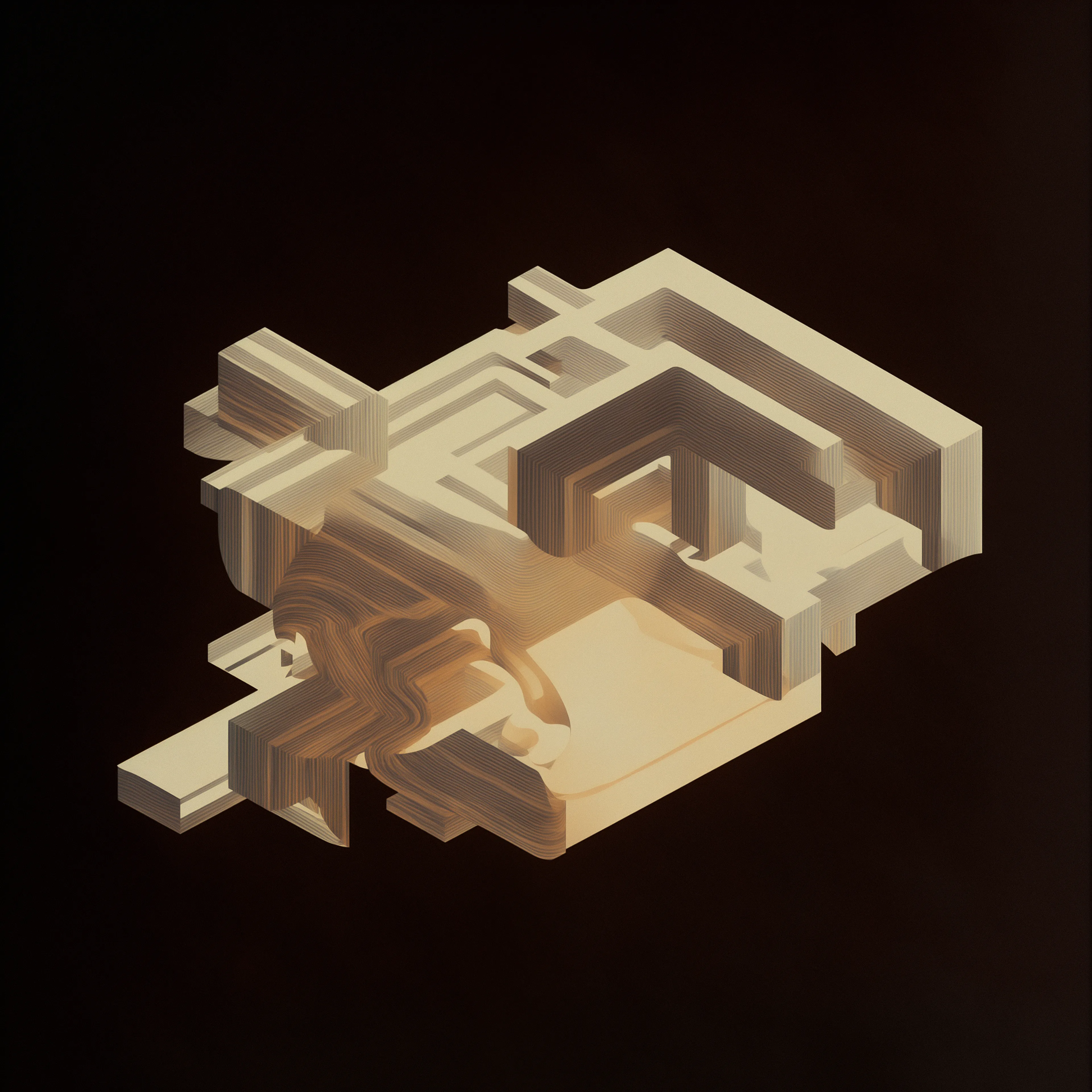 Materia Mania is a collection of abstract, AI generated forms set against a solid black background. The goal of this project was to highlight the emergent and chaotic nature of diffusion models by reinforcing their tendency to create artifacting shapes and textures.