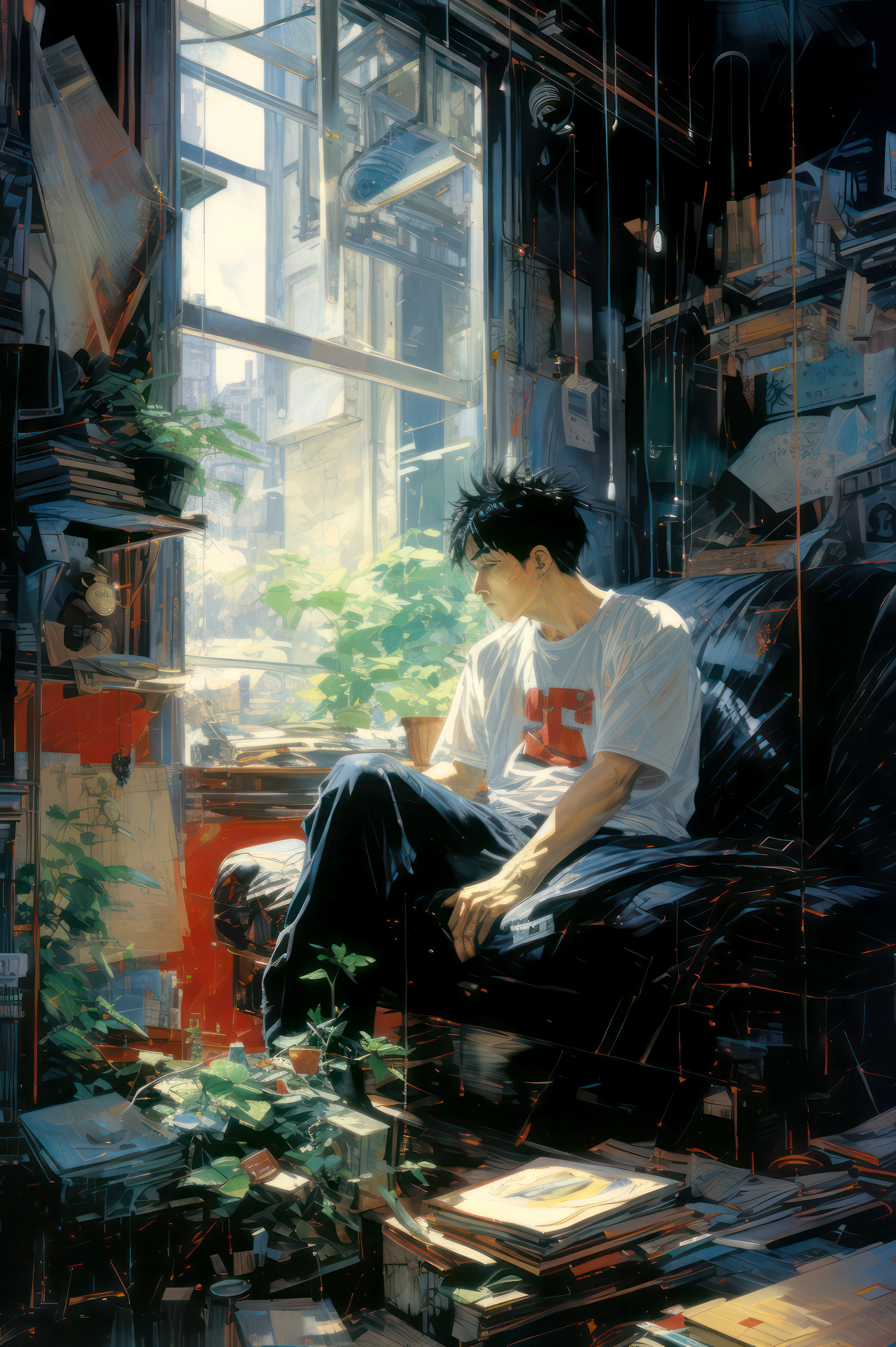 We meet Hiroshi’s family in the traditional part of the city. They pity Hiroshi’s habits, but are used to him not doing much with his life. Hiroshi seldom lives in the family house, preferring the garage and eating street food at late night.