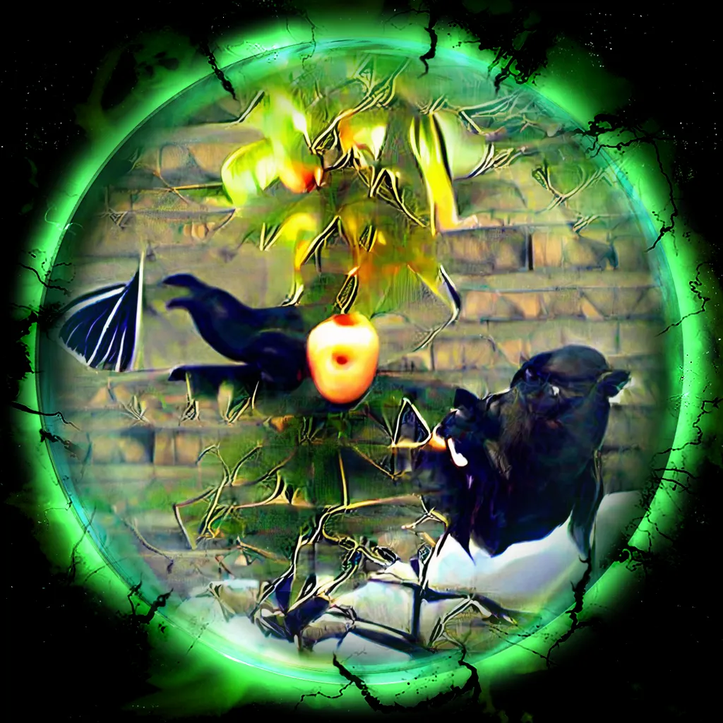 In my nightmare, I saw a big black bird looking at me. I felt very scared. I didn’t know what to do. I had never seen a black bird like that before. It was black, with a short beak and no wings. The bird was eating fruit from the tree. I stayed there looking at the bird.