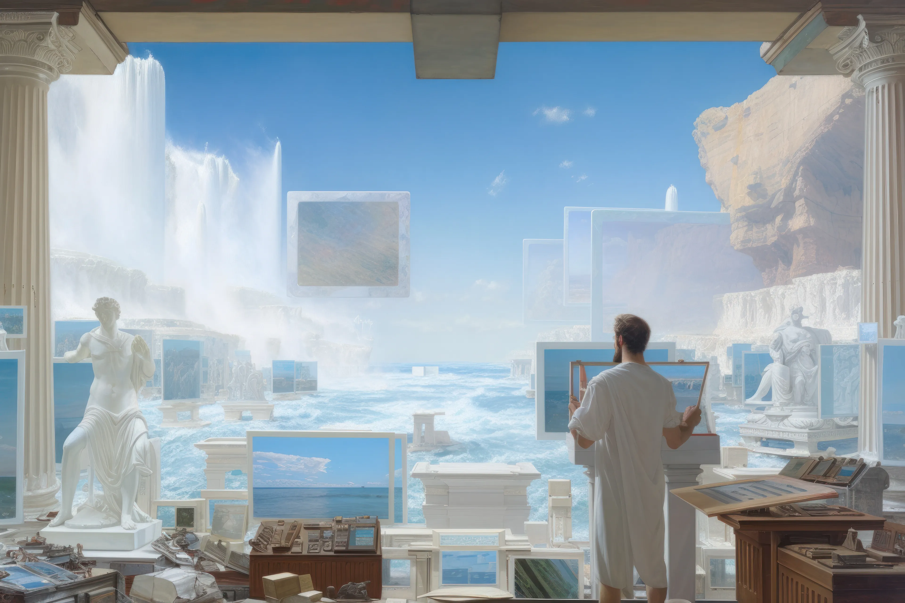Elemental Creation captures the emotional rollercoaster that artists experience during their creative journey. It showcases the interplay between technology, economics, and artistic expression while symbolizing the intersection of ancient and modern art. The collection is a reflection of the ongoing dialogue between the past and present, set in the context of NFTs and AI art. Above all, it serves as a profound reminder of the essential human desire for creative expression that remains unchanging, even as the tools and methods of art continue to evolve over time. elementalcreation.xyz