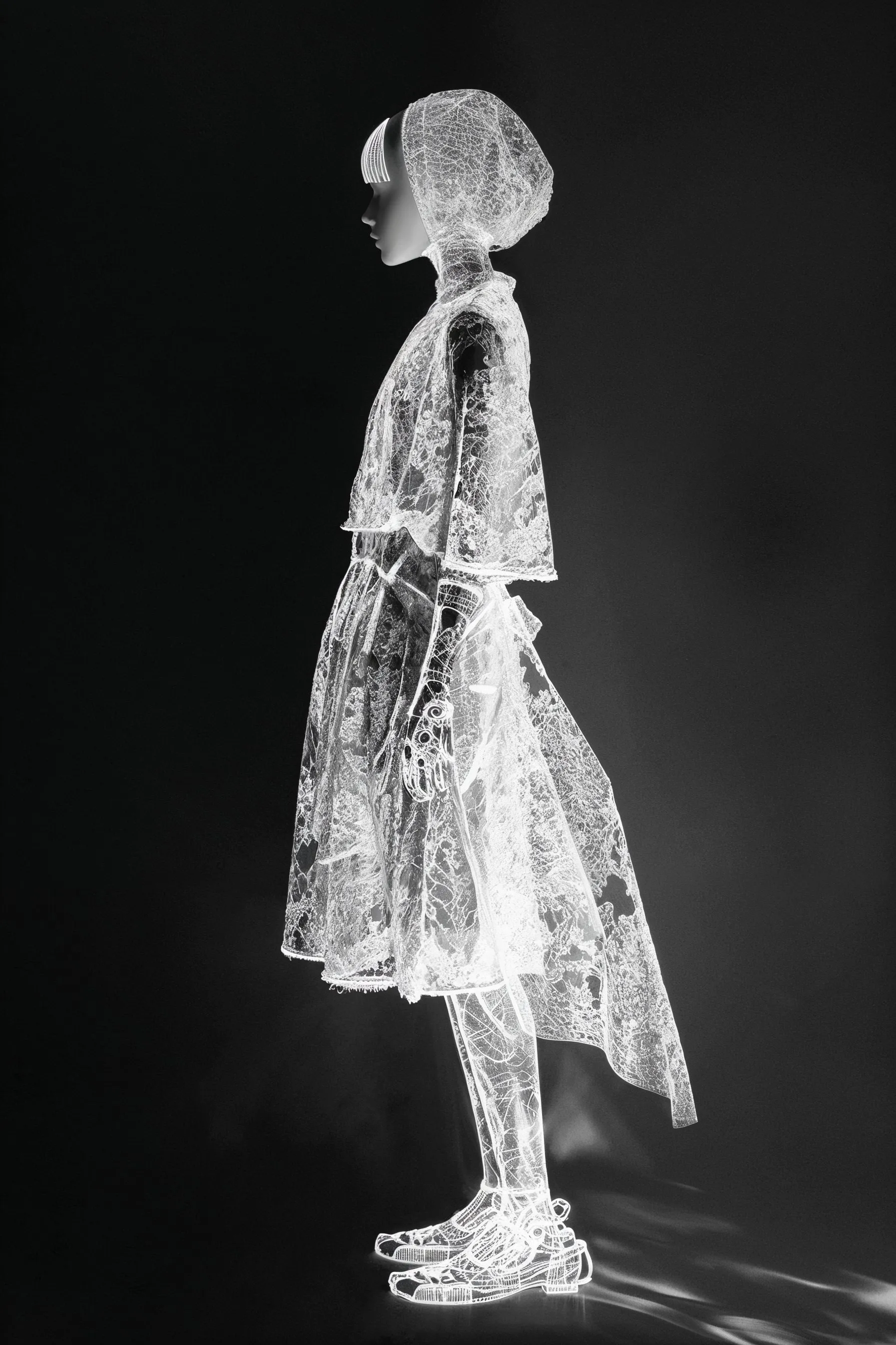 corpo | real

corpo: body (literal), structure (figurative), corpse (dead)

real: actual (literal), not imitative (adjective), very (adverb)

corporeal: having a body (literal), consisting of material objects (law)

Embodied structures. Figurative objects. Inimitable corpses.

What does it mean to have form in the age of AI?

corpo | real

An AI-Collaborative fashion collection exploring our coming reality.