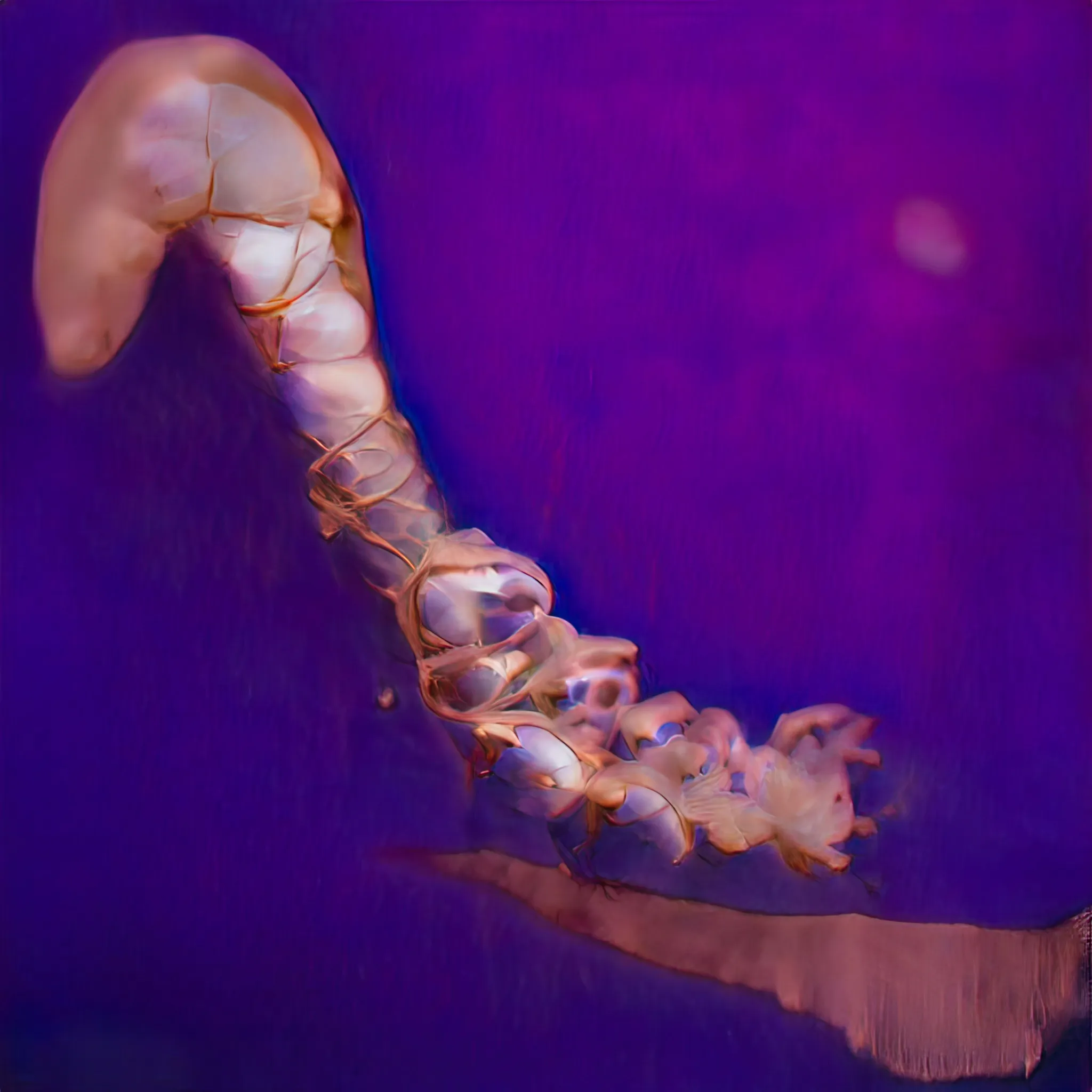 Caterpillar. Chrysalis. Butterfly. Each word immediately understood as part of a three-part process of metamorphosis, this story we know. It is also the story of many, from the aquatic, for instance the jellyfish who experiences not one, but no less than six vibrantly diverse stages during their life-cycles. Yet, commonly these are transformative states that we have no associative image of, they are stories untold. These works form a speculative mapping through creating mutating chimera that attempt to map the limits of our knowledge by infusing a familiar story with an essential “jellyfishness” as its most commonly associated. The caterpillar, a gelatinous beginning. The ghostly traces of the metamorphic vessel, the chrysalis. The emergent finale, the vividly iconic butterfly as an airy, ethereal figure. None of these chimera come close to the jellyfish. We know nothing more of these soft, shifting others. They are but tales who quietly ask us to carefully enquire deeper, below the waves. To spend time in those deep depths. To gaze and listen long enough to learn the stories of those who live lives as alien to us as we are to them.