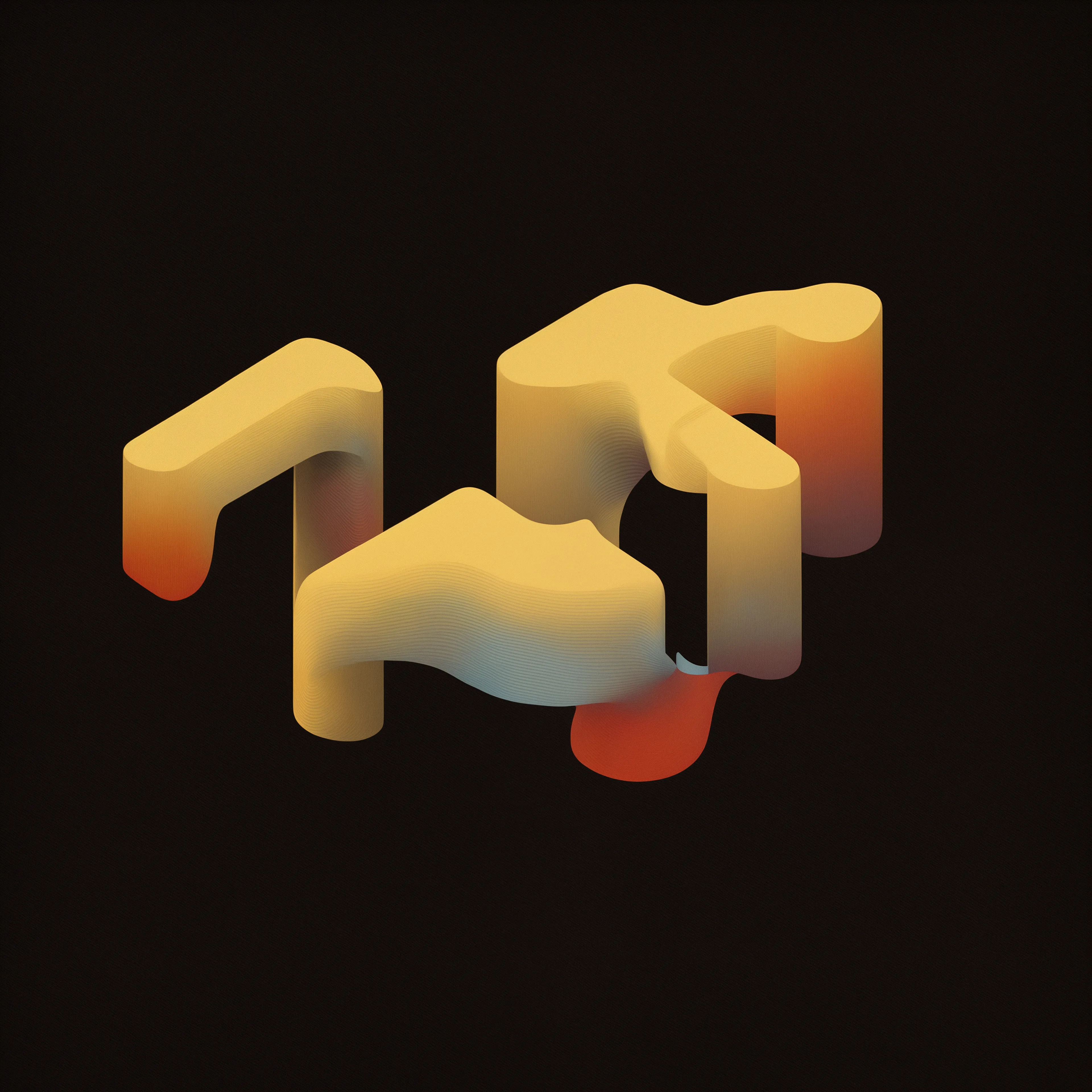 Materia Mania is a collection of abstract, AI generated forms set against a solid black background. The goal of this project was to highlight the emergent and chaotic nature of diffusion models by reinforcing their tendency to create artifacting shapes and textures.
