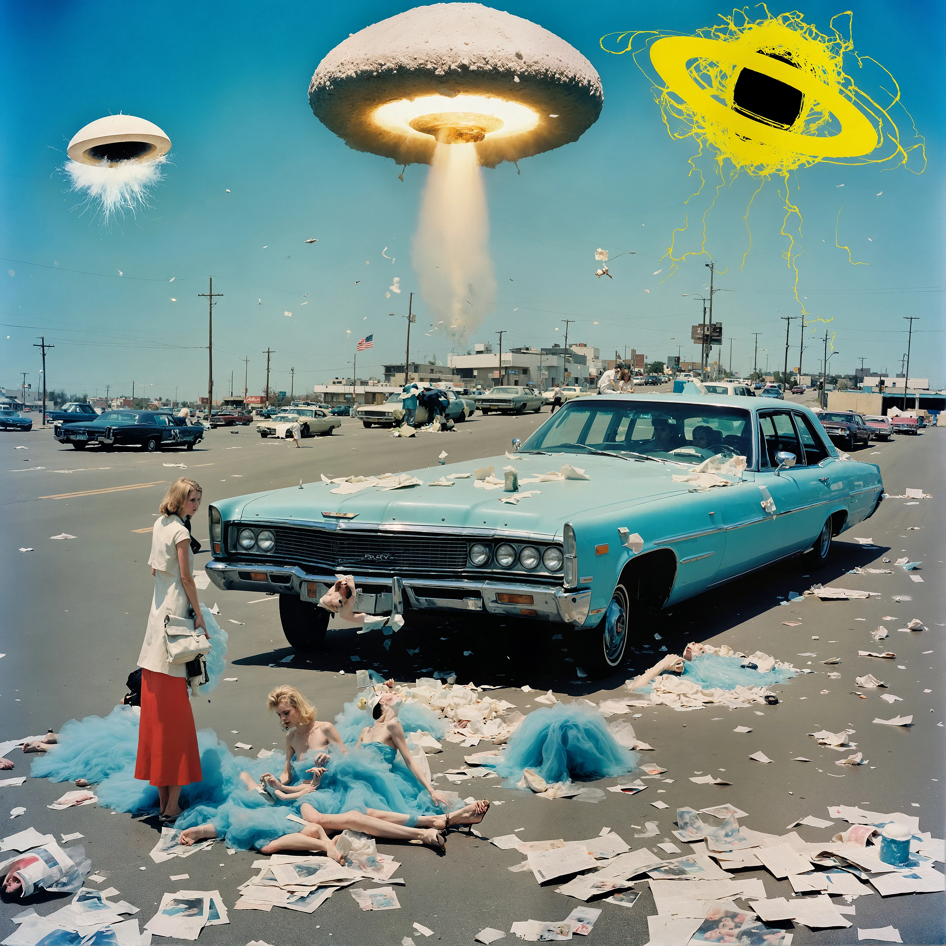 The Rapture breaks away from conventional futuristic depictions, revealing a future where AI’s rise leads humanity into a vortex of existential absurdity and fragmented realities, eroding meaning day by day. Through 300 pieces, Wubbushi presents a bold new visual language, imagining a world where humanity spirals into a chaotic identity crisis. Yet, within the collapse, hints of rebirth emerge, suggesting a future where new purpose might still be found amidst the chaos.