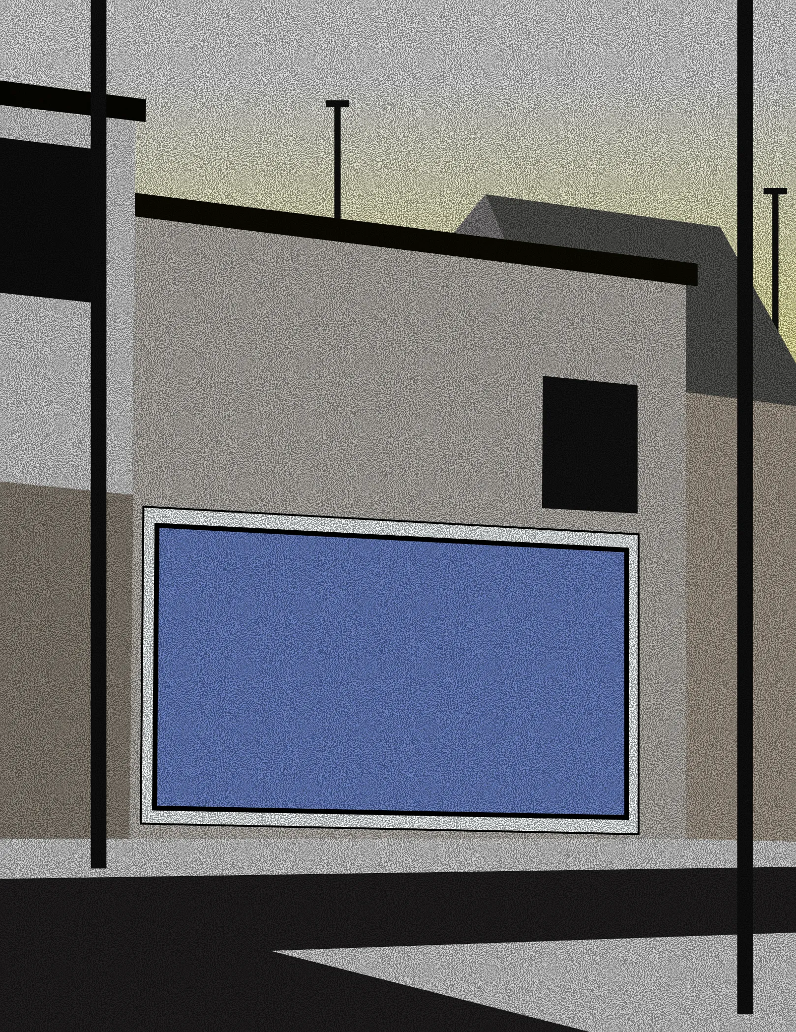 The village was abandoned before it was ever lived in. Empty streets stretch into silence, windows stare like eyes that will never see. Everyone has left and headed for the city, chasing dreams, leaving only walls and loneliness behind.