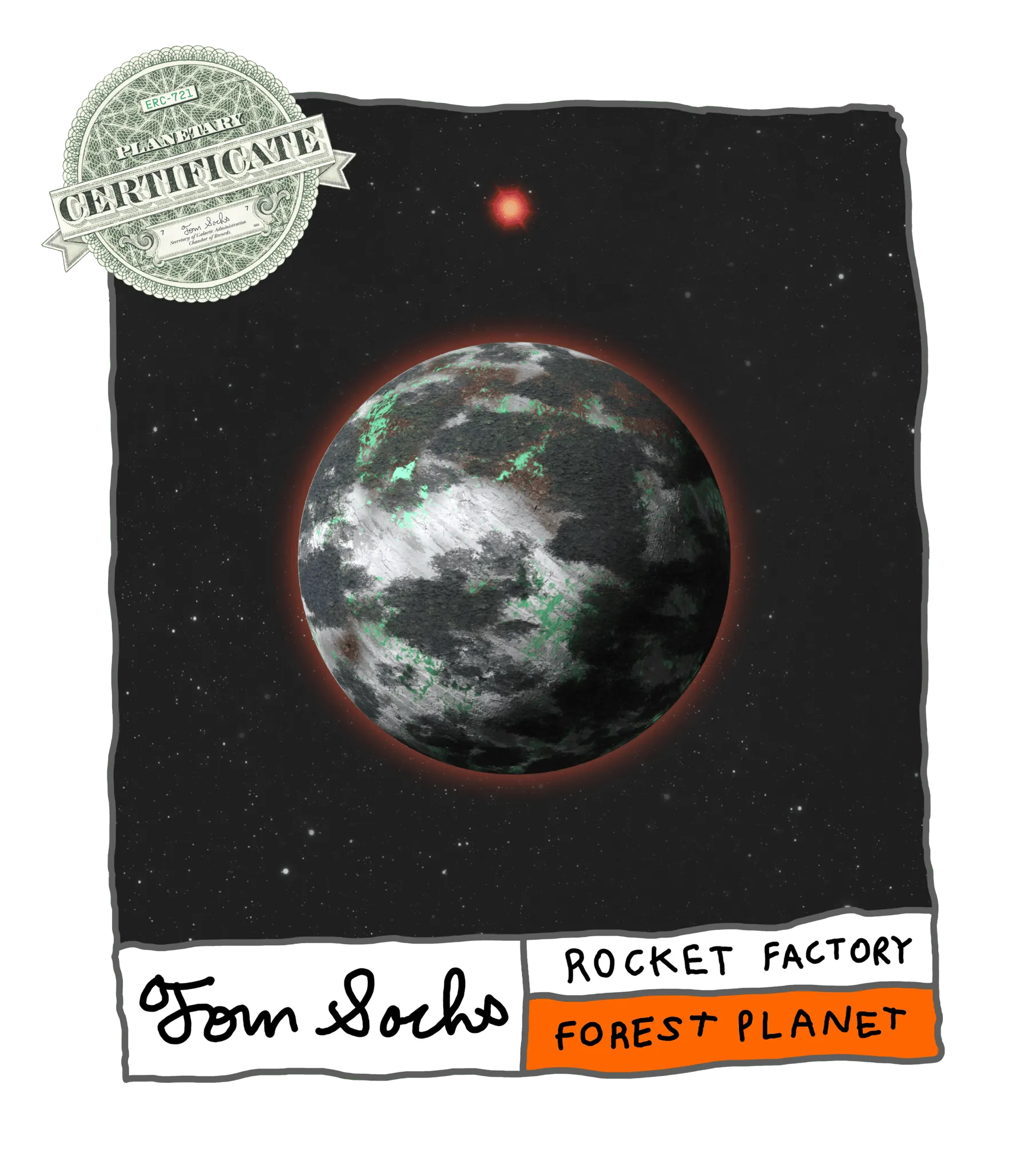 Final Frontier Planetary Certificates are a Collection of 1,000 unique hand-made generative worlds. 9 Unique Planetary Classifications are spread across 8 Galactic Zones containing 208 Star Systems.