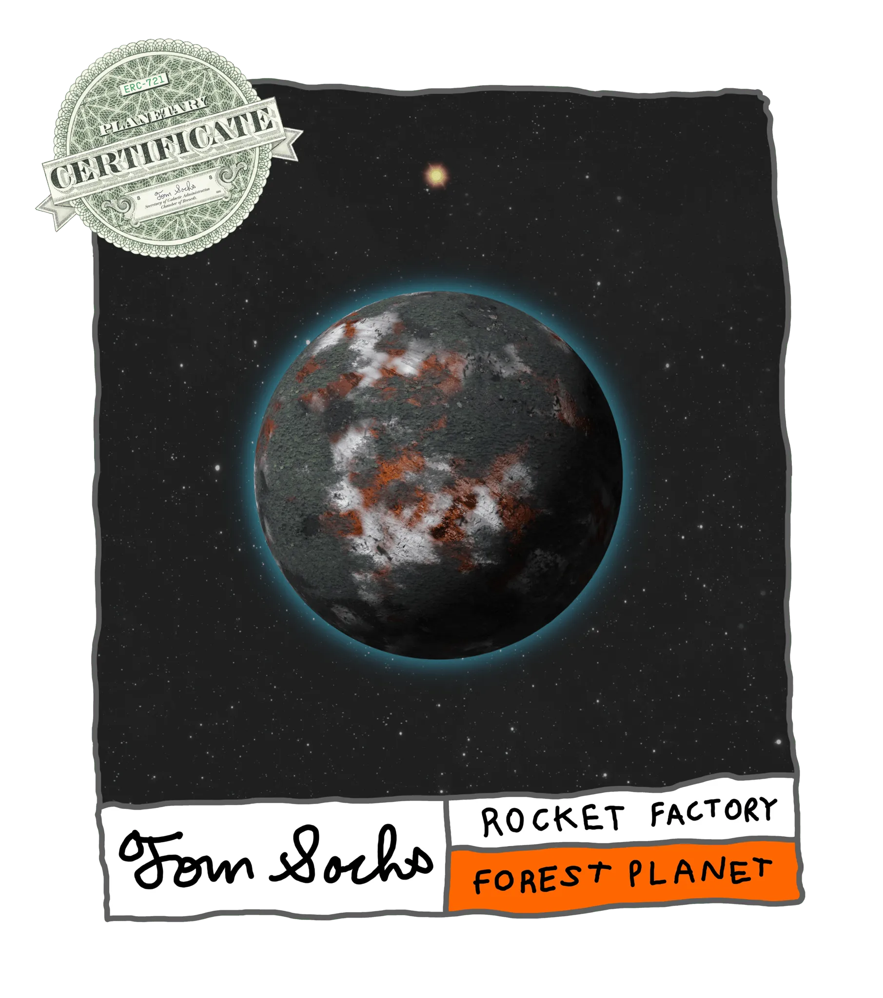 Final Frontier Planetary Certificates are a Collection of 1,000 unique hand-made generative worlds. 9 Unique Planetary Classifications are spread across 8 Galactic Zones containing 208 Star Systems.