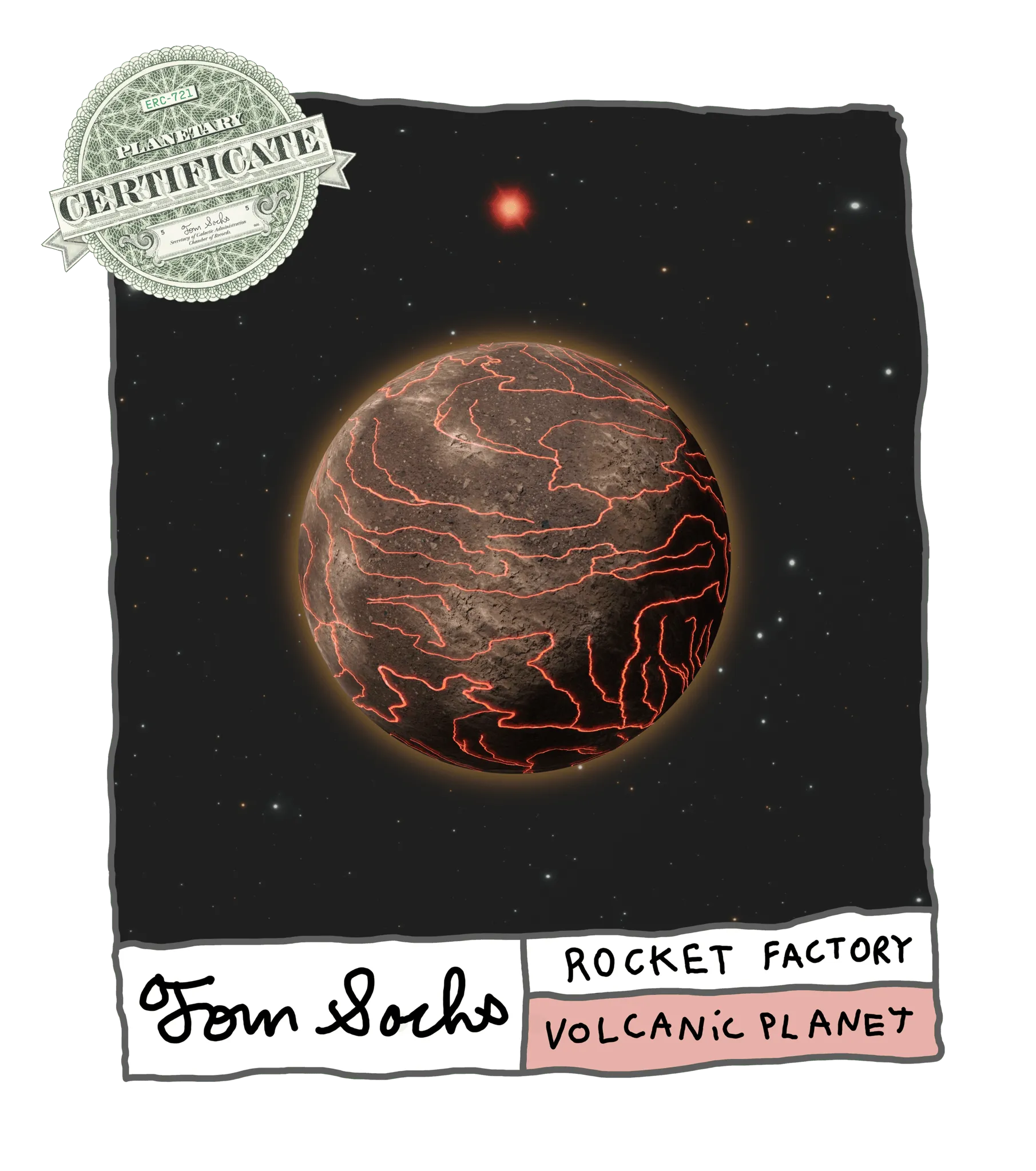 Final Frontier Planetary Certificates are a Collection of 1,000 unique hand-made generative worlds. 9 Unique Planetary Classifications are spread across 8 Galactic Zones containing 208 Star Systems.