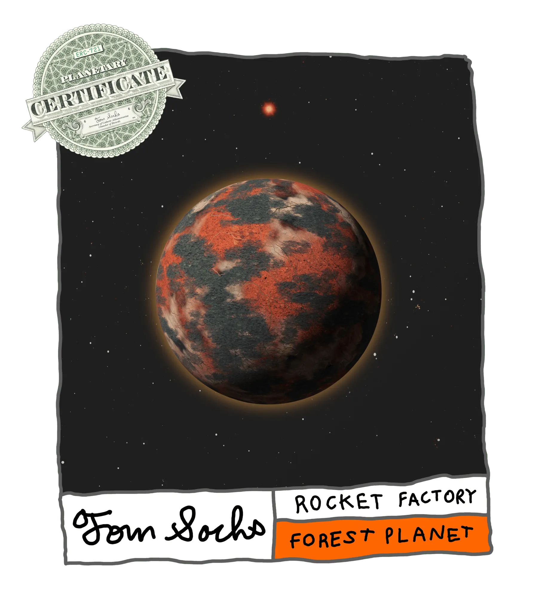 Final Frontier Planetary Certificates are a Collection of 1,000 unique hand-made generative worlds. 9 Unique Planetary Classifications are spread across 8 Galactic Zones containing 208 Star Systems.