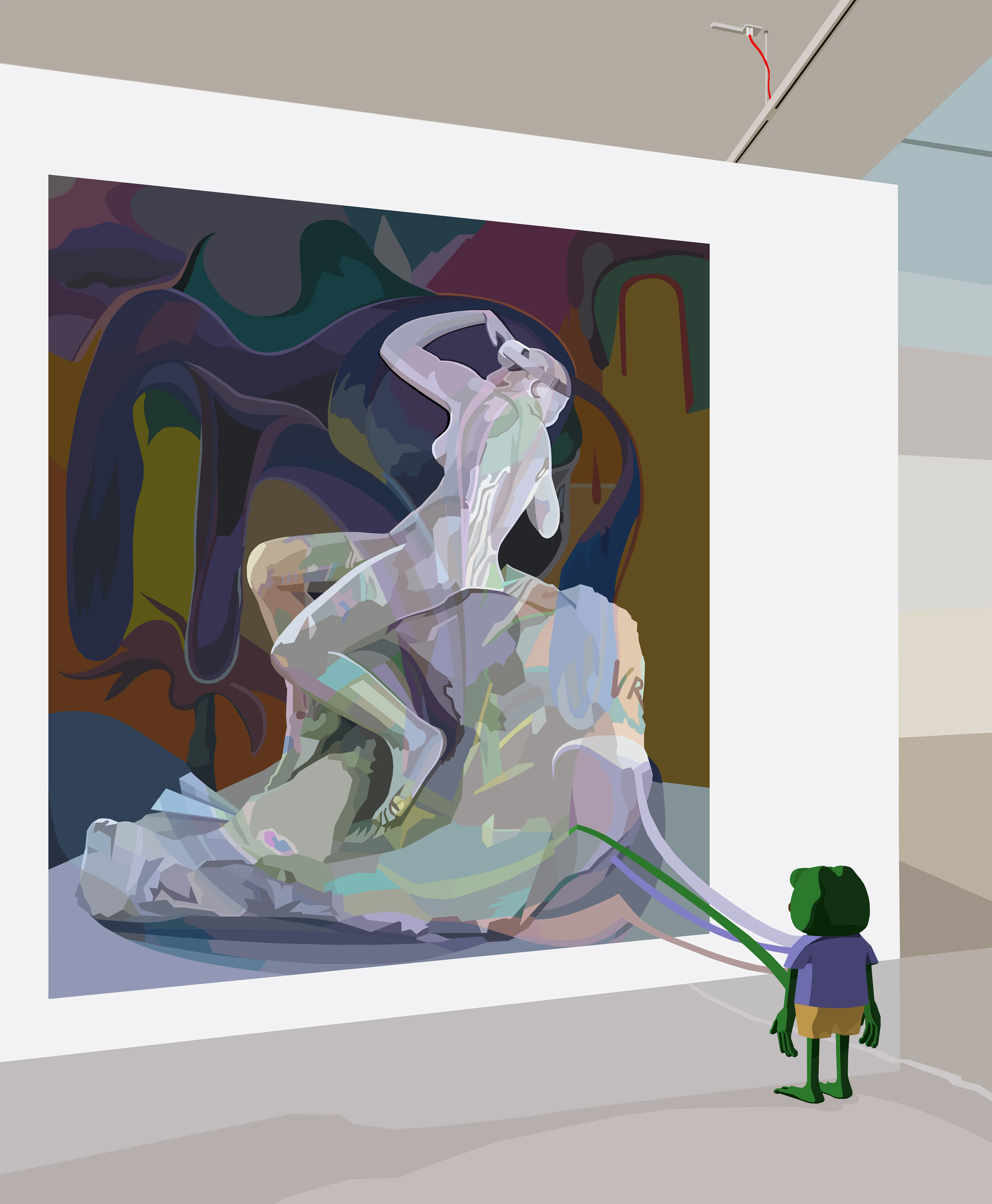 I created (the kiss) in this version:
https://medium.com/@info.marcobonafe/something-went-wrong-84af78139498

Reworked image from Rodin's sculpture 
I burned the work and created this new version 

