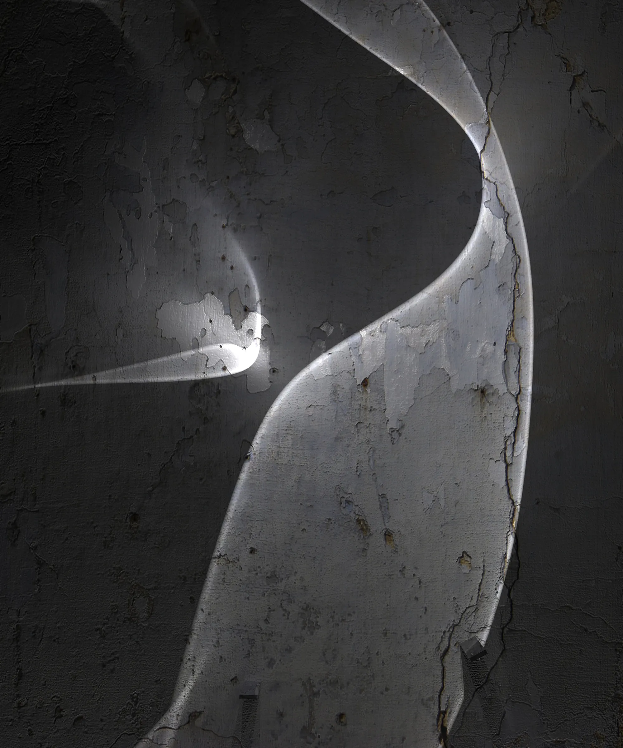 Apollo&Daphne

This artwork, generated through 3D software, represents a meticulous experimentation with the bending and deforming of light, the light deformed by a transparent object, and the emotional effects it provides. For this artwork, I reduced objects and volumes to the minimum possible, and let the light to be protagonist. Light is distorted, refracted and bent, and this deformed version of light interacts with the space around- revealing it and some sense also deforming it.

NFT resolution: 2000 x 2400 pixels
Signed physical print: 100 x 120 cm (39,3 x 47,2 inch). Claimable by the NFT holder. Contact the artist for more information.