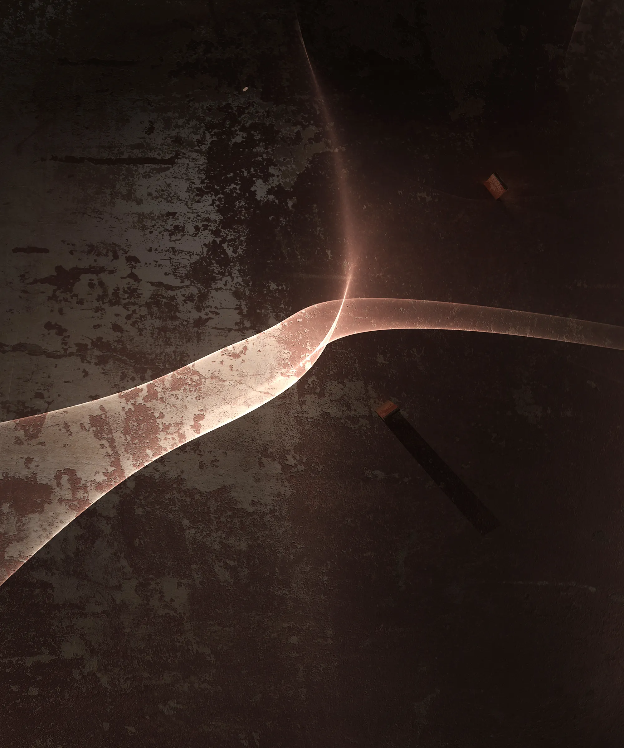 This artwork, generated through 3D software, represents a meticulous experimentation with the bending and deforming of light, the light deformed by a transparent object, and the emotional effects it provides. For this artwork, I reduced objects and volumes to the minimum possible, and let the light to be protagonist. Light is distorted, refracted and bent, and this deformed version of light interacts with the space around revealing it and some sense also deforming it.

NFT resolution: 2000 x 2400 pixels
Signed physical print: 100 x 120 cm (39,3 x 47,2 inch). Claimable by the NFT holder. Contact the artist for more information.