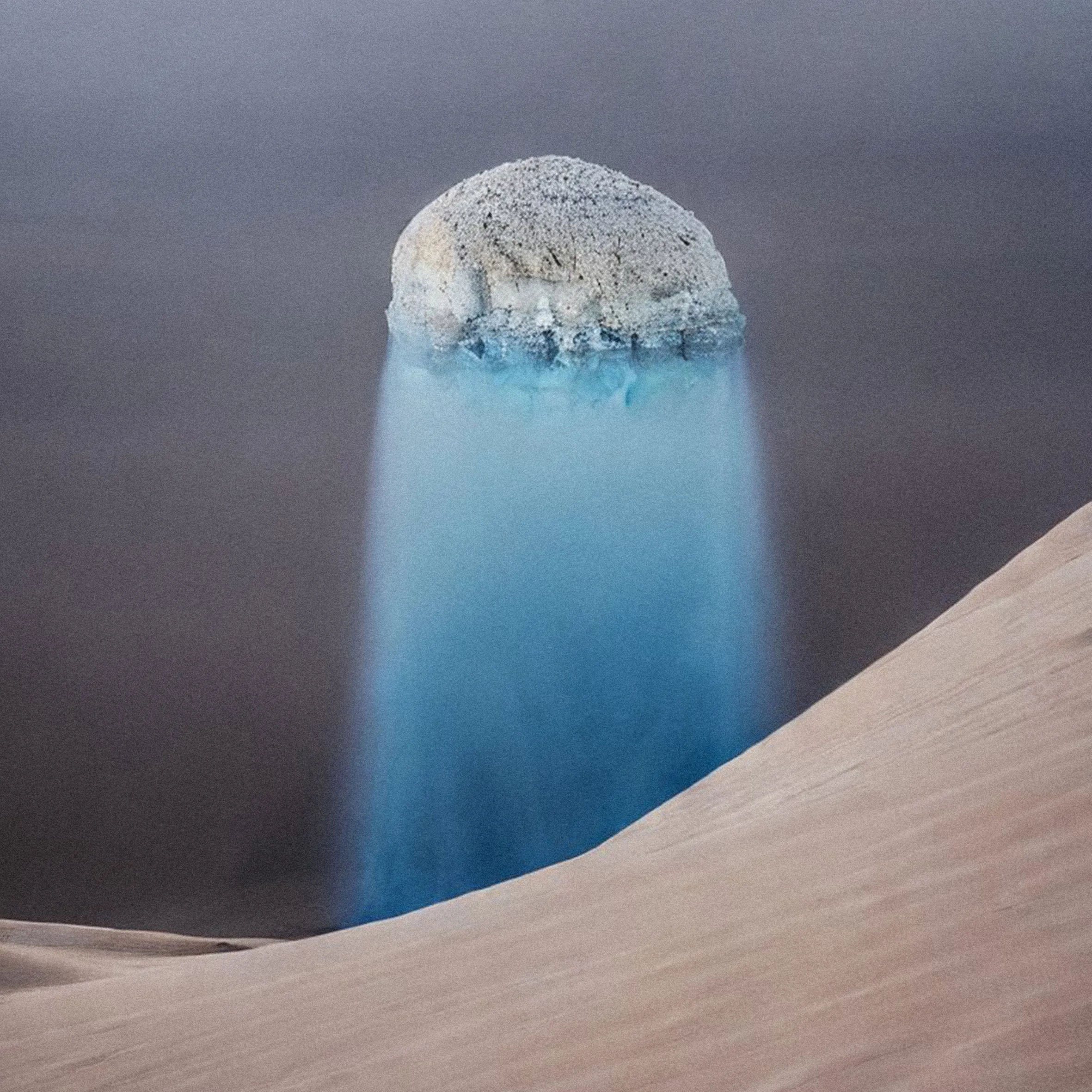 Like a dream unfolding in broad daylight, this second part rises; like a tower of sand and light, ephemeral and solid at the same time. A myth brought from the past and a reflection of the future. A bond beyond time, a memory of a place we never inhabited, yet that is always present.

In these visions, the energies of the universe condense and dissipate in a single gesture. Artificial intelligence becomes an eye of time, intertwining cosmic memory with human consciousness.

The primordial stones of the first part, with their millennial strength, transmute into impossible monolithic structures, forms unique to a territory where the tangible and the intangible converge.

Here, the sculptures cease to be static presences and become stages for the speculative. Each image is a moment of the impossible, an instant of metamorphosis where matter vibrates and merges with light.

The series opens onto a liminal space, where art becomes alchemy, myth is rediscovered, and the sculptures rise as bridges between ancestral memory and a possible future.