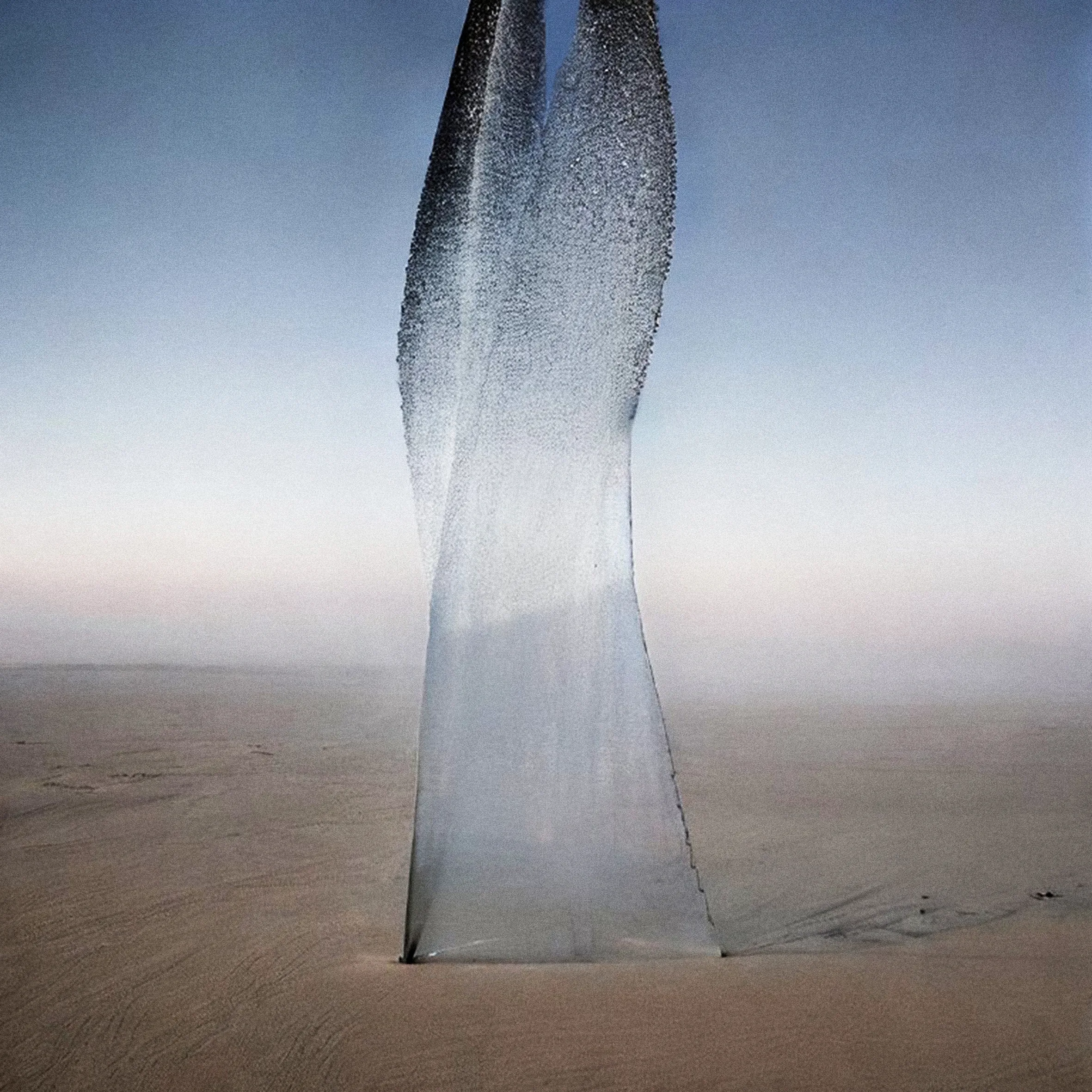 Like a dream unfolding in broad daylight, this second part rises; like a tower of sand and light, ephemeral and solid at the same time. A myth brought from the past and a reflection of the future. A bond beyond time, a memory of a place we never inhabited, yet that is always present.

In these visions, the energies of the universe condense and dissipate in a single gesture. Artificial intelligence becomes an eye of time, intertwining cosmic memory with human consciousness.

The primordial stones of the first part, with their millennial strength, transmute into impossible monolithic structures, forms unique to a territory where the tangible and the intangible converge.

Here, the sculptures cease to be static presences and become stages for the speculative. Each image is a moment of the impossible, an instant of metamorphosis where matter vibrates and merges with light.

The series opens onto a liminal space, where art becomes alchemy, myth is rediscovered, and the sculptures rise as bridges between ancestral memory and a possible future.