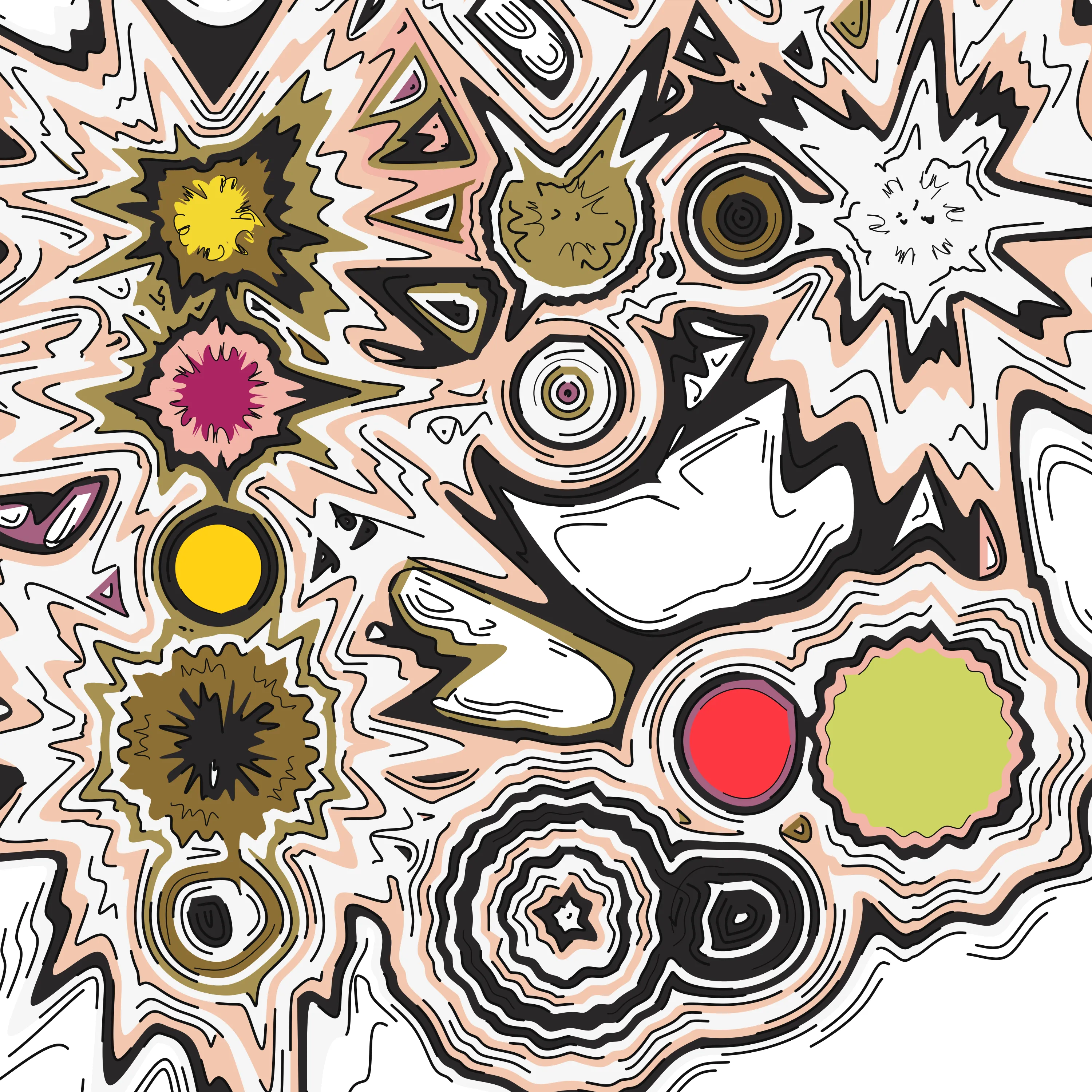 Circular forms are placed in a 5x5 grid under pressure, and begin to interact with each other. Their movements are emphasized by dashed offsets, and their colors are selected by a weighted color palette.

SVG rendered by javascript in the browser, with accompanying signed print

Rendered at Fri May 13 2022 19:36:40 EST  
Generated in 1.389 seconds