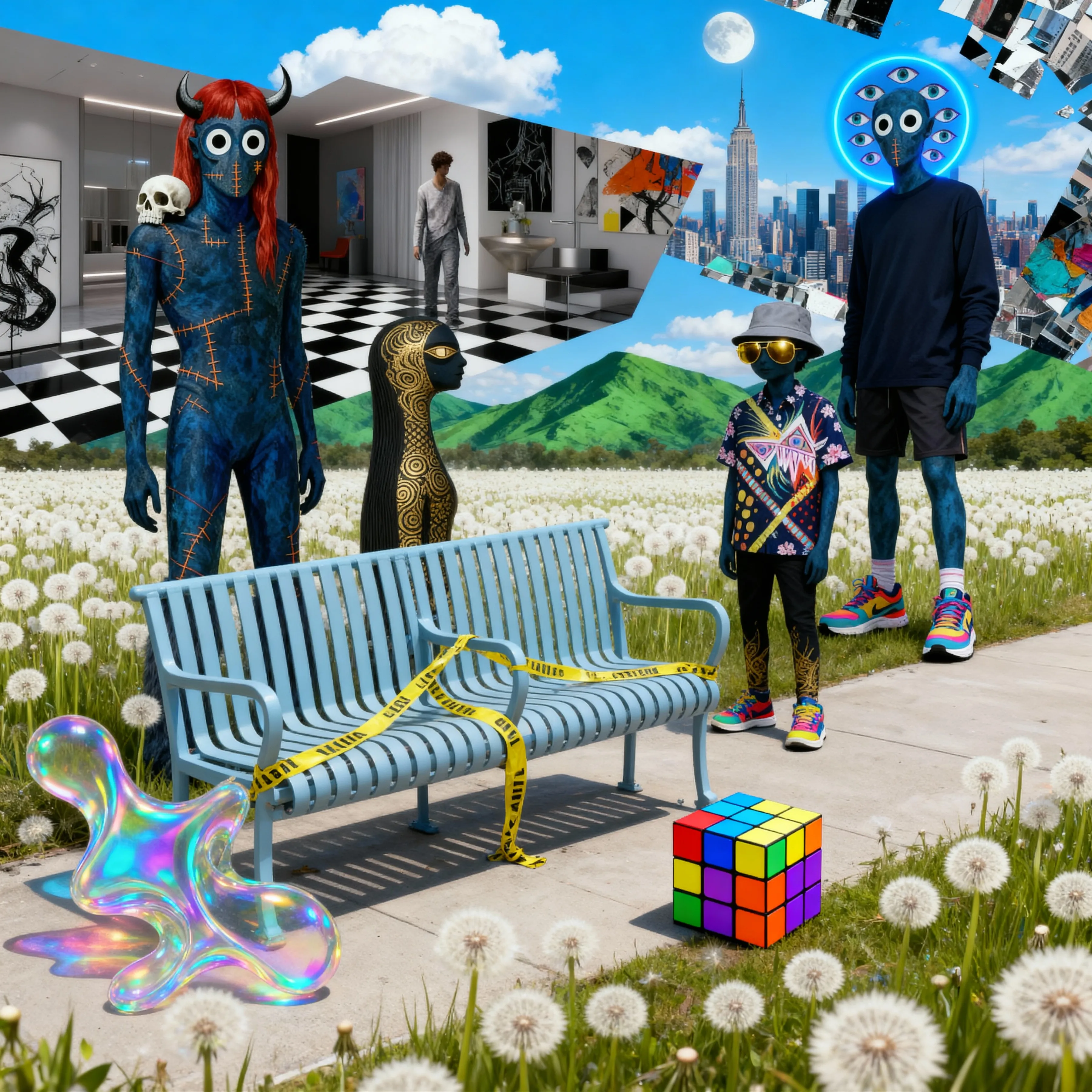 Visiting the museum, touching some grass, and learning there's no where left to sit.