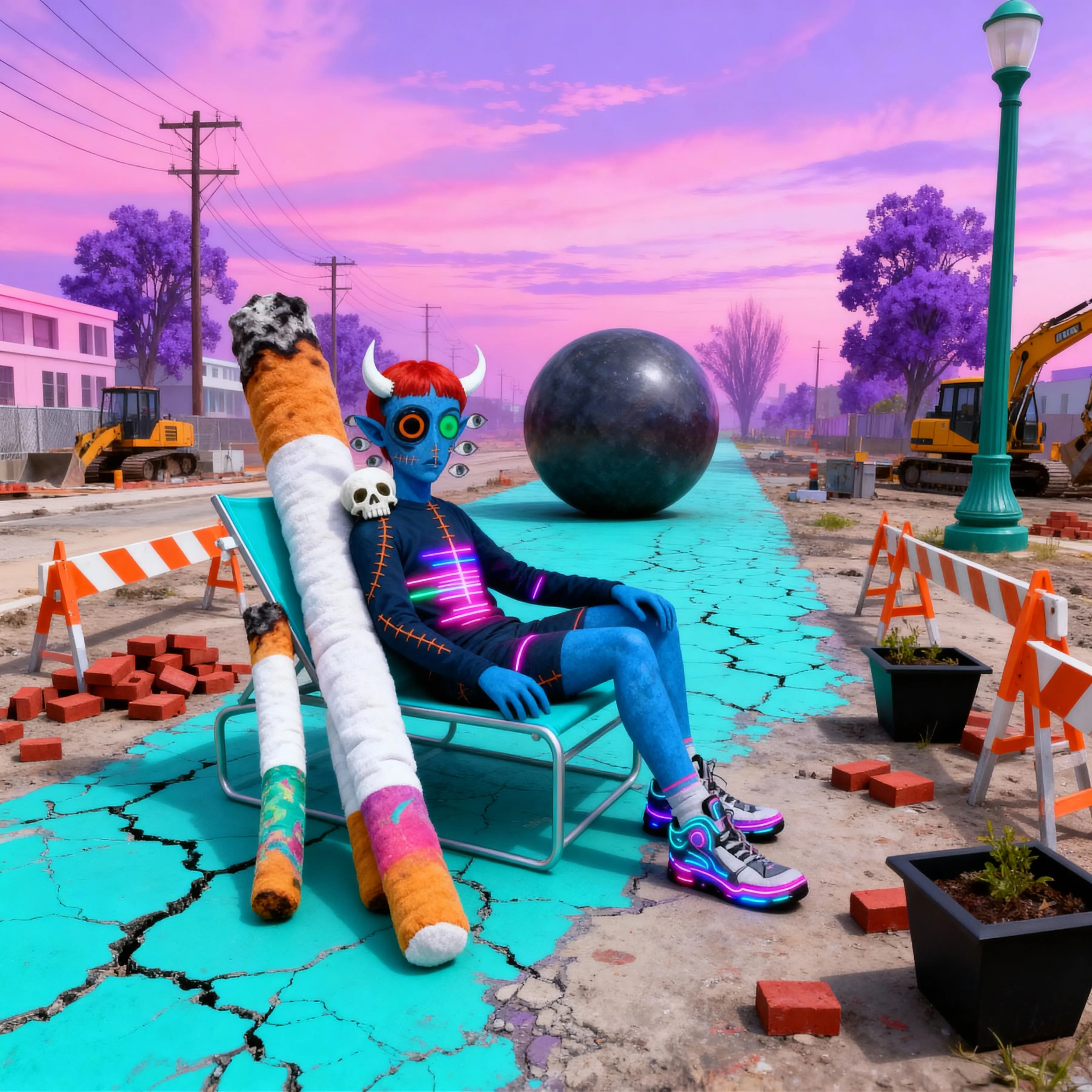 My life, my inner world, and the outside world - with its cracks and pink hued skies - seem to be always under construction. 🚬