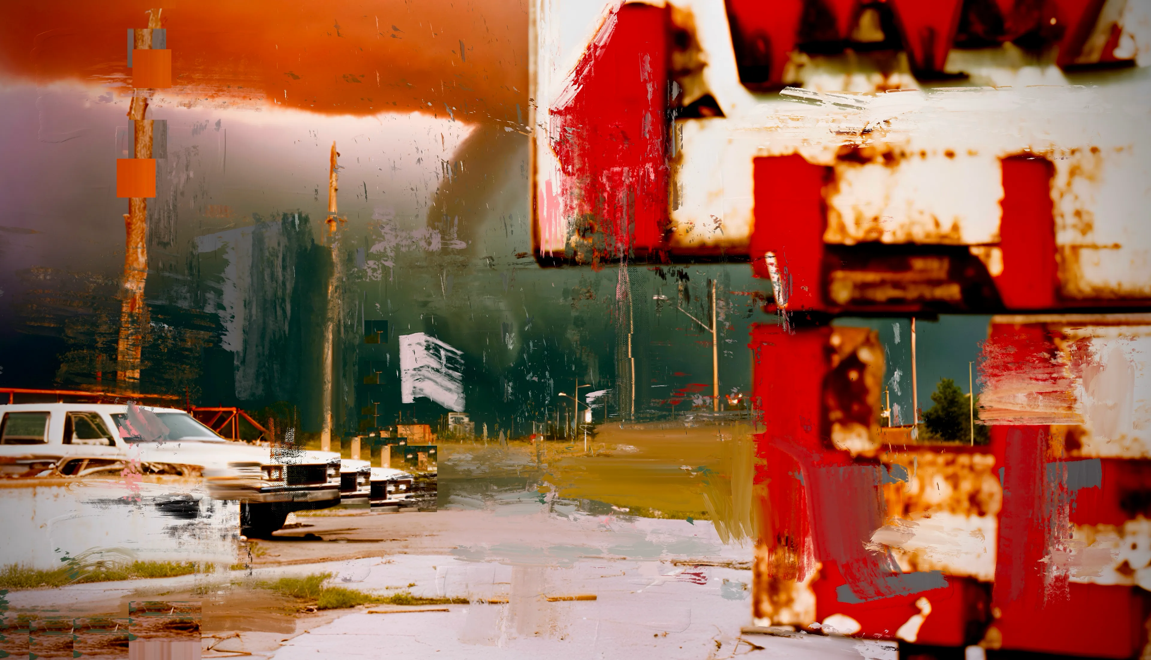 Norman Harman’s STORM paintings, an intricate fusion of AI and digital painting, transcend mere visual expression, delving into profound existential musings on humanity’s fraught relationship with nature and our speculative future. His haunting works, draw us into abandoned, post-apocalyptic realms where desolate highways vanish into AI-conjured tempestuous skies. These paintings resonate deeply, evoking a dystopian epoch where weather has been fictitiously weaponized by governments, unleashing tornadoes and other cataclysmic storms as instruments of oppression and annihilation.

Harman’s technique, echoing the mastery of Turner and Constable, employs the avant-garde tools of AI and digital painting to craft a vision that is both breathtaking and terrifying. The tumultuous clouds and fragmented landscapes are not mere backdrops but profound meditations on the ethical quandaries of unchecked technological progress. They invite us to ponder the fragility of human existence in the face of our own creations, blurring the lines between nature’s wrath and human hubris.

In these works, Harman conjures a new form of the sublime—a digital sublime—where the natural world, subjugated and manipulated, reflects our deepest fears and aspirations. The eerie beauty of his paintings lies in their duality: nature as both a casualty and a weapon of human ingenuity. This interplay creates a compelling dialogue within the canvas, urging us to contemplate our role in this looming dystopia. Harman’s art thus becomes a mirror, reflecting our existential anxieties and challenging us to reckon with the potential consequences of our relentless pursuit of control over the natural world. While the notion of weaponizing weather remains firmly in the realm of fiction, it serves as a potent symbol of the ethical and environmental dilemmas we face.