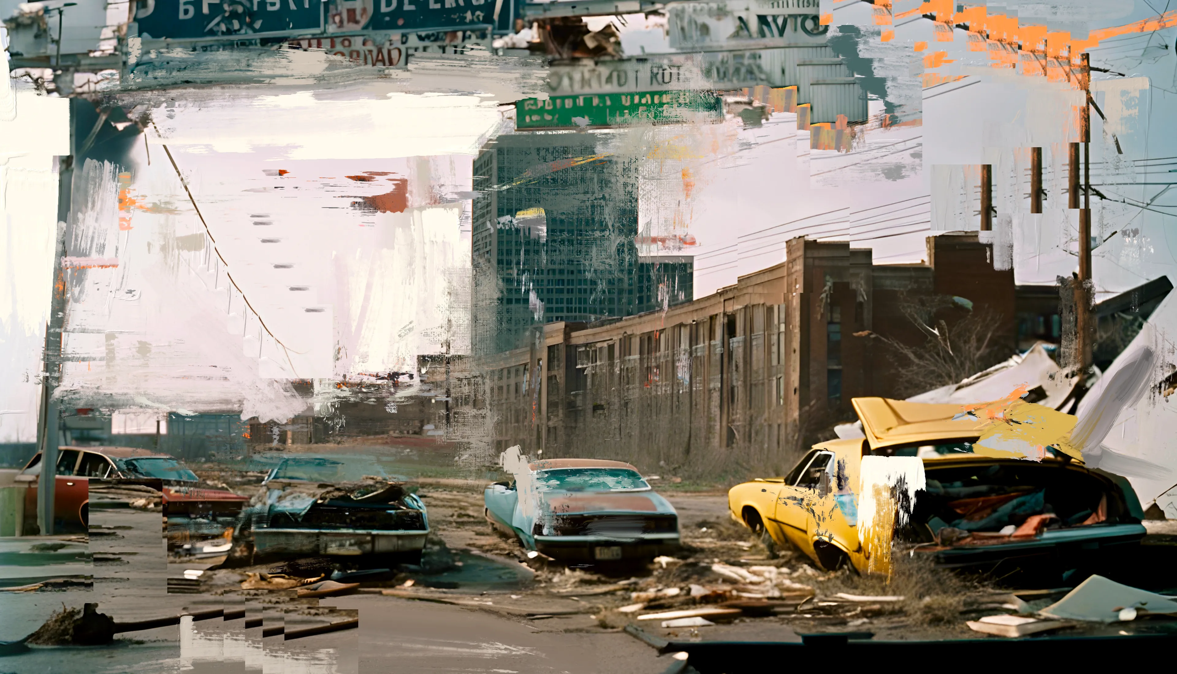 Norman Harman’s STORM paintings, an intricate fusion of AI and digital painting, transcend mere visual expression, delving into profound existential musings on humanity’s fraught relationship with nature and our speculative future. His haunting works, draw us into abandoned, post-apocalyptic realms where desolate highways vanish into AI-conjured tempestuous skies. These paintings resonate deeply, evoking a dystopian epoch where weather has been fictitiously weaponized by governments, unleashing tornadoes and other cataclysmic storms as instruments of oppression and annihilation.

Harman’s technique, echoing the mastery of Turner and Constable, employs the avant-garde tools of AI and digital painting to craft a vision that is both breathtaking and terrifying. The tumultuous clouds and fragmented landscapes are not mere backdrops but profound meditations on the ethical quandaries of unchecked technological progress. They invite us to ponder the fragility of human existence in the face of our own creations, blurring the lines between nature’s wrath and human hubris.

In these works, Harman conjures a new form of the sublime—a digital sublime—where the natural world, subjugated and manipulated, reflects our deepest fears and aspirations. The eerie beauty of his paintings lies in their duality: nature as both a casualty and a weapon of human ingenuity. This interplay creates a compelling dialogue within the canvas, urging us to contemplate our role in this looming dystopia. Harman’s art thus becomes a mirror, reflecting our existential anxieties and challenging us to reckon with the potential consequences of our relentless pursuit of control over the natural world. While the notion of weaponizing weather remains firmly in the realm of fiction, it serves as a potent symbol of the ethical and environmental dilemmas we face.