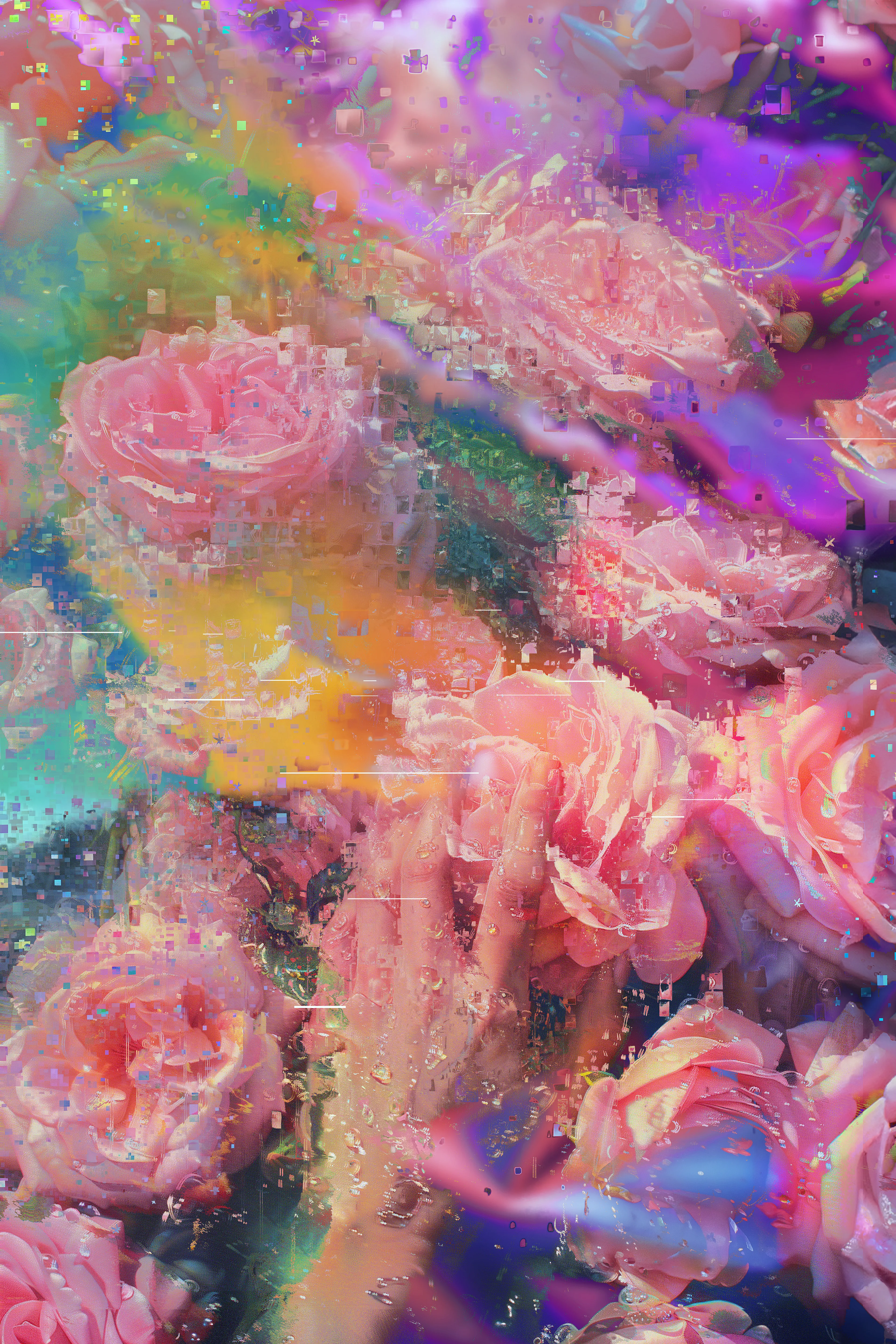 Themes of love, lust, and beauty mix with opulent colour and texture. 

AI + Glitch Collage (Photoshop).