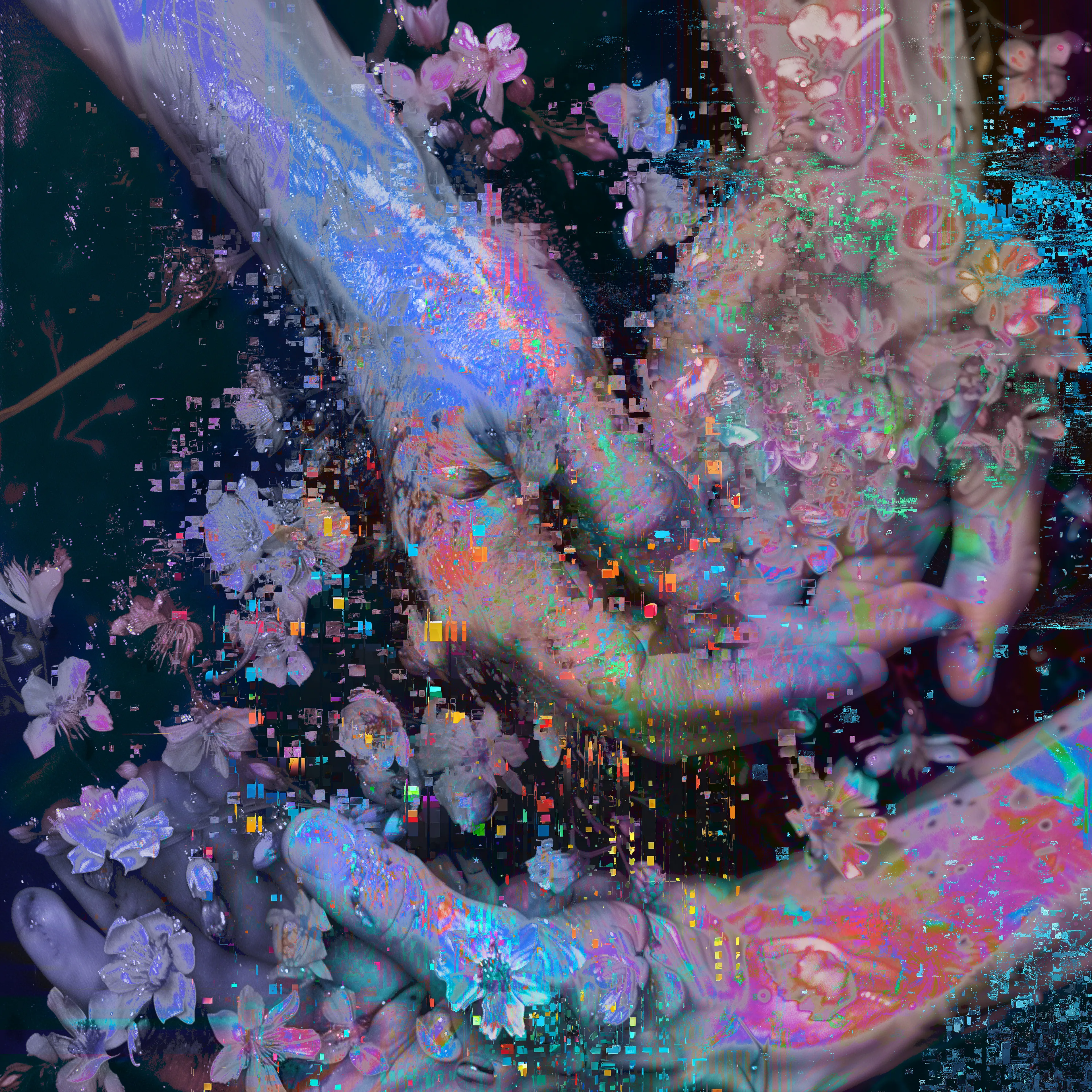 This artwork considers the act of giving and its consequences. Sometimes if left unchecked, constant sacrifice can lead to one's own erasure. Other times, giving oneself to save others, is the highest form of love possible.

Method: Midjourney and Glitch Collage
