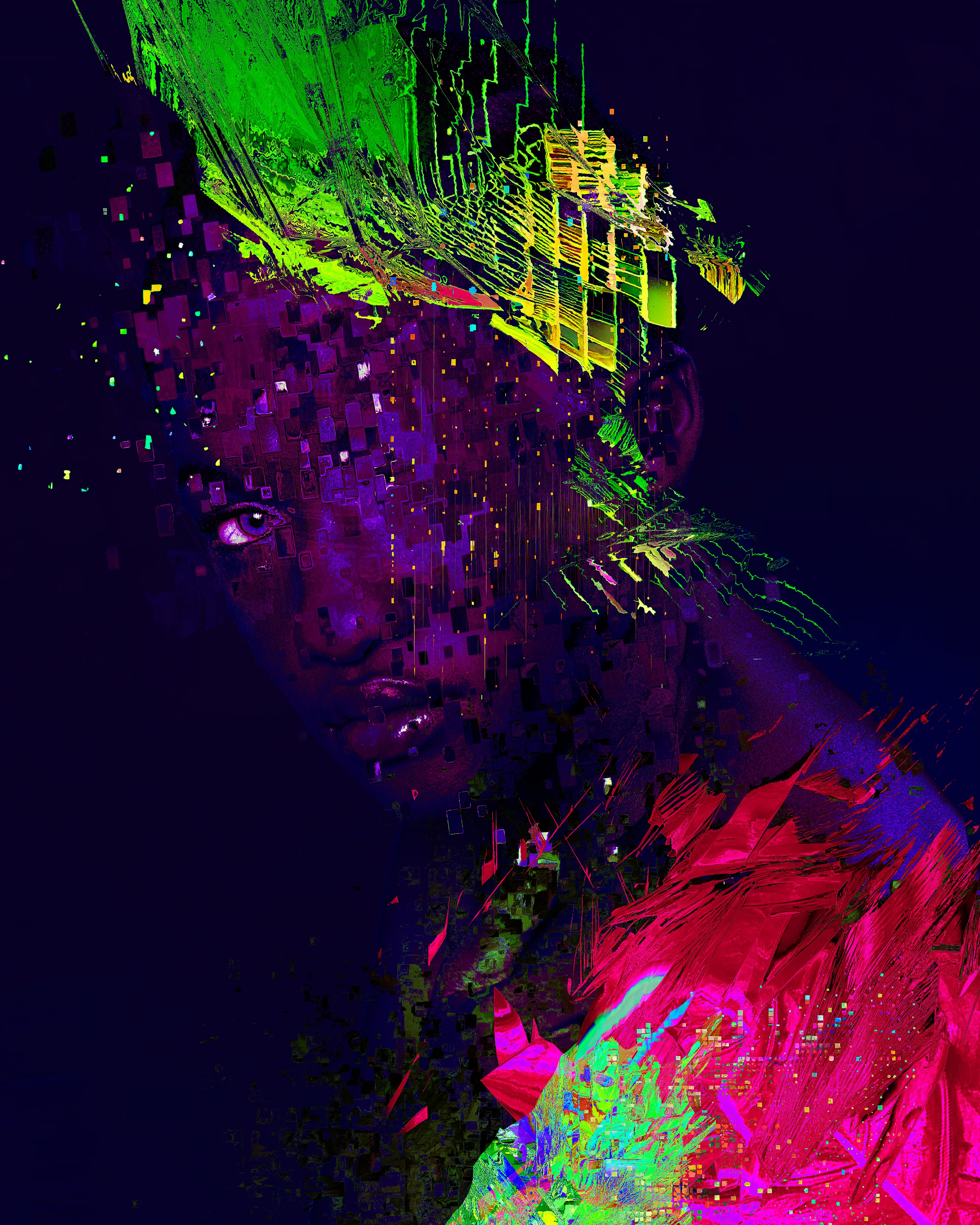 I am not gone,  
I did not die.  
I flow with the water,  
I soar in the sky.

I grow from the earth,  
Like a bluebell flower.  
I'm the flame in your candle,  
I rest in my power.

//

Method: Glitch collage with AI elements.