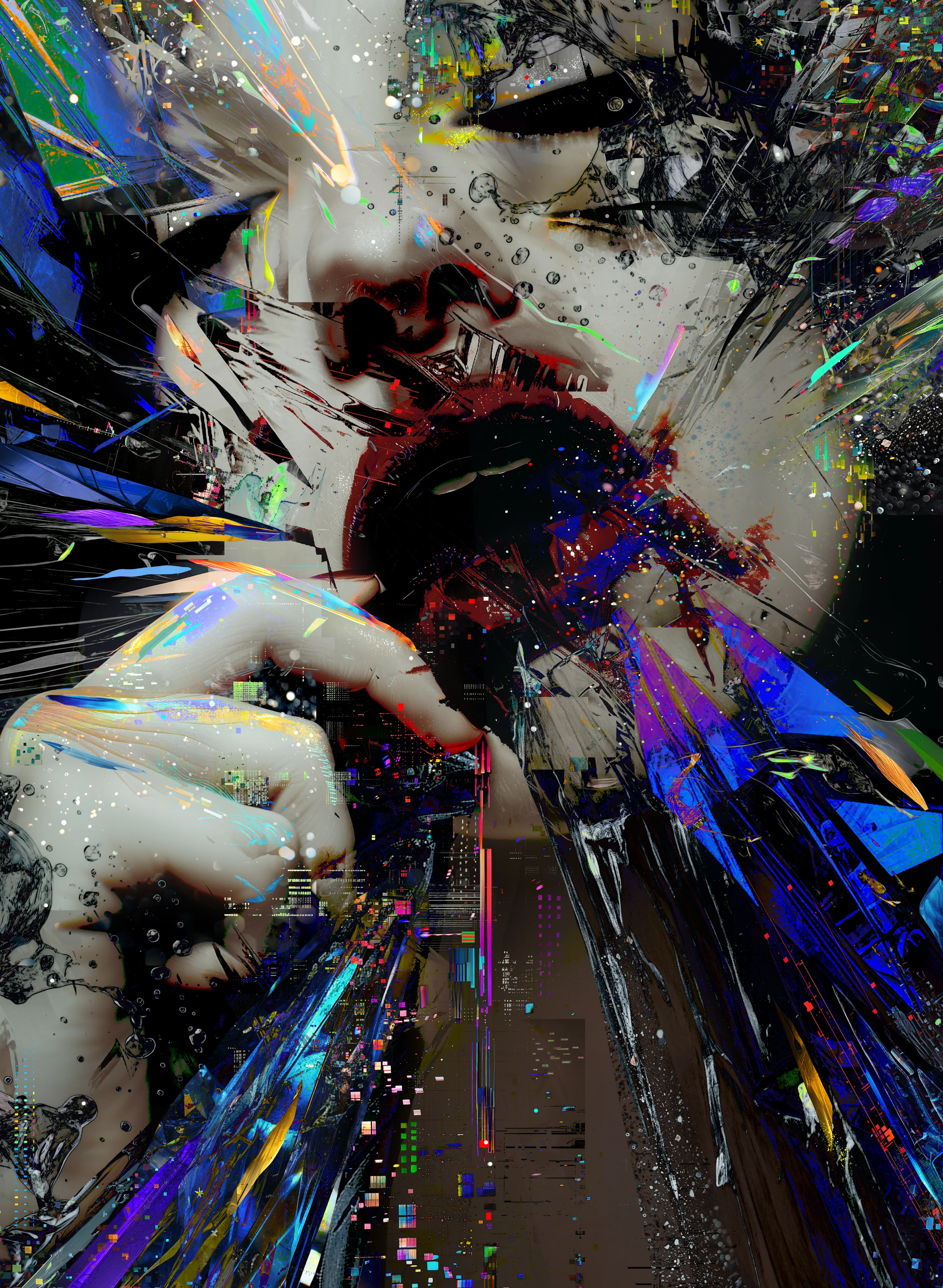 The artwork explores the profound longing for genuine connection and vulnerable self-worth experienced by those immersed in digital life.

Method: Collage and compositing with AI sources; 
Tools: Midjourney and Photoshop.