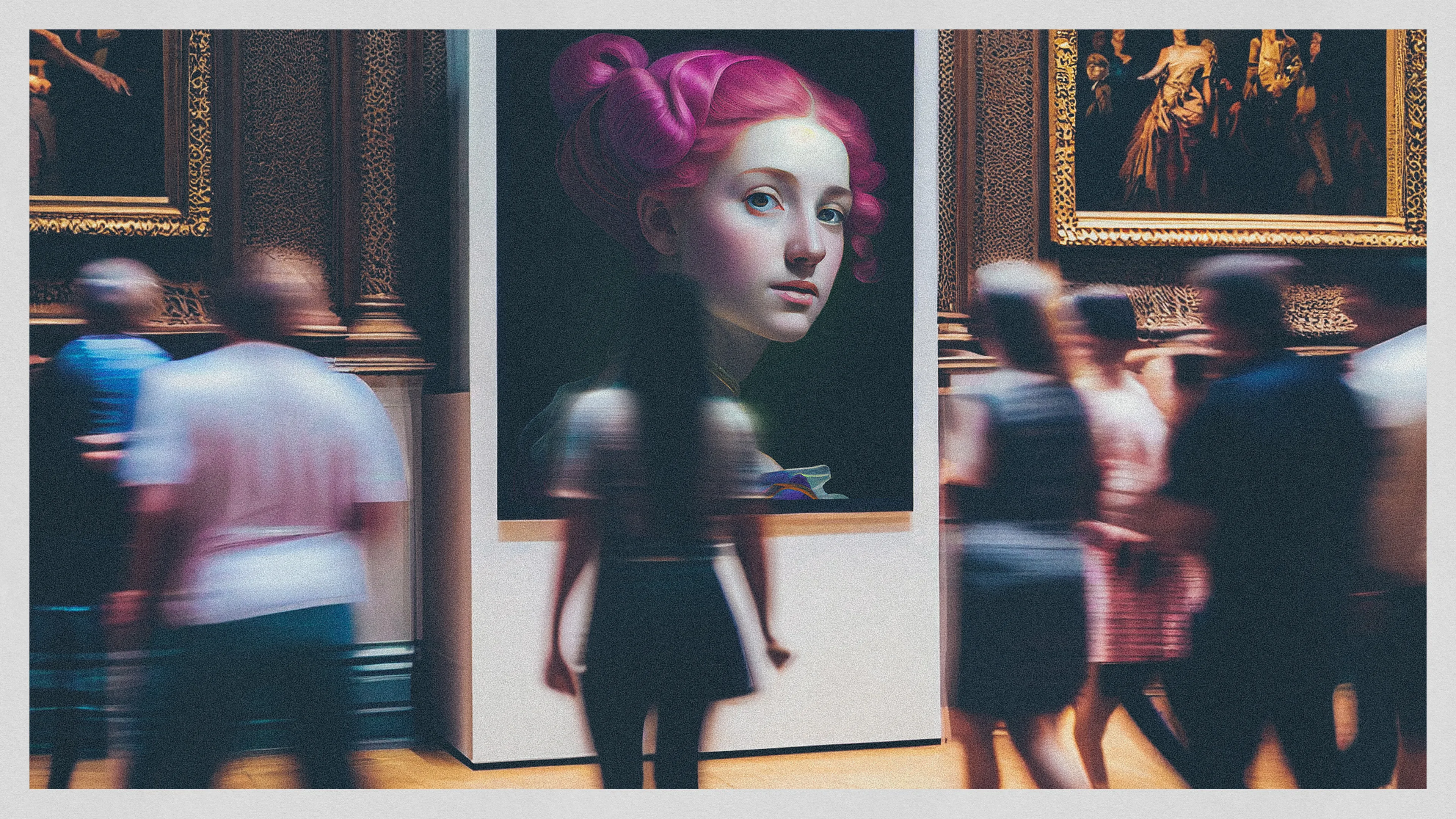 Simply a photograph showing a time when AI art sits alongside Old Masters. Accepted unconditionally, not in acquiescence.

_

Imagery generated using MidJourney with post-production in Photoshop.