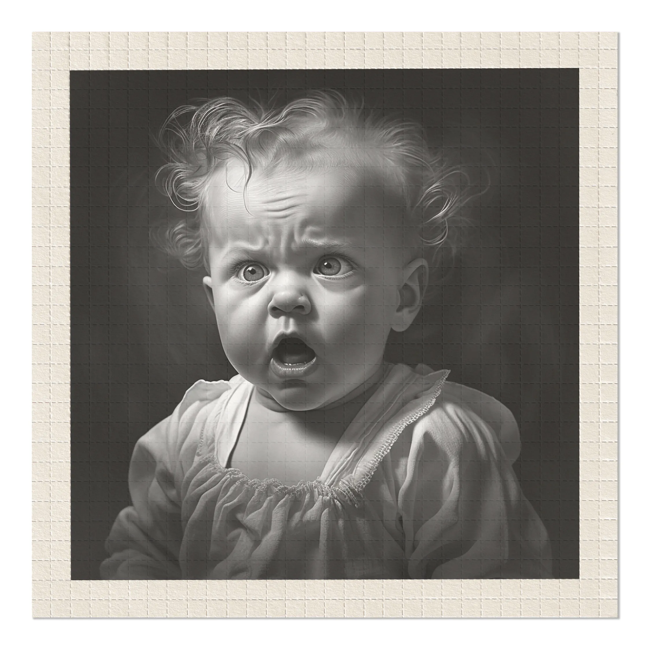 Lucy was a baby like no other. She had a curious mind and was always eager to explore her surroundings. Her parents, while proud of their intelligent daughter, also found themselves constantly on their toes trying to keep up with her antics. They kept a watchful eye on her, making sure she was safe and secure in her crib.

One day, however, Lucy's curiosity got the better of her. While her parents were busy downstairs, she managed to escape her crib and wander into her father's home lab in the spare bedroom. Her father, a scientist, would conduct small experiments in the lab during his free time. Lucy went unnoticed in her adventure, as her parents were preparing for the local photographer to come take their family photo.

As Lucy began to explore her father's lab, she found a small square piece of paper and did what any baby would do – put it in her mouth. She didn't know it then, but that small piece of paper was a powerful hallucinogen that her father had been experimenting with.

Fifteen minutes later, Lucy began her psychedelic journey. Colors exploded in her mind, and she found herself transported to a magical world unlike any she had ever seen before. As she explored this psychedelic wonderland, she felt a strange energy coursing through her body, awakening parts of her brain that she didn't even know existed. The experience was both exhilarating and terrifying.

But little did Lucy know, this experience would change her life forever. As she grew older, she began to realize that her mind was different from others. She was able to solve complex problems with ease and had an extraordinary memory. Her intelligence had skyrocketed, and she had a newfound ability to understand complex scientific concepts. 

As she grew older, Lucy became an essential figure in the world of science, discovering countless cures for diseases and making groundbreaking advances in fields like physics and engineering. She single-handedly solved global warming by finding a way to harness renewable energy, and she even discovered a way to reverse the effects of aging.

Lucy never forgot the small square piece of paper that had started it all. Her curiosity may have gotten her in trouble as a baby, but it led her to become one of the greatest minds the world has ever seen. Showing us all what’s possible when we open our minds and explore the unknown.