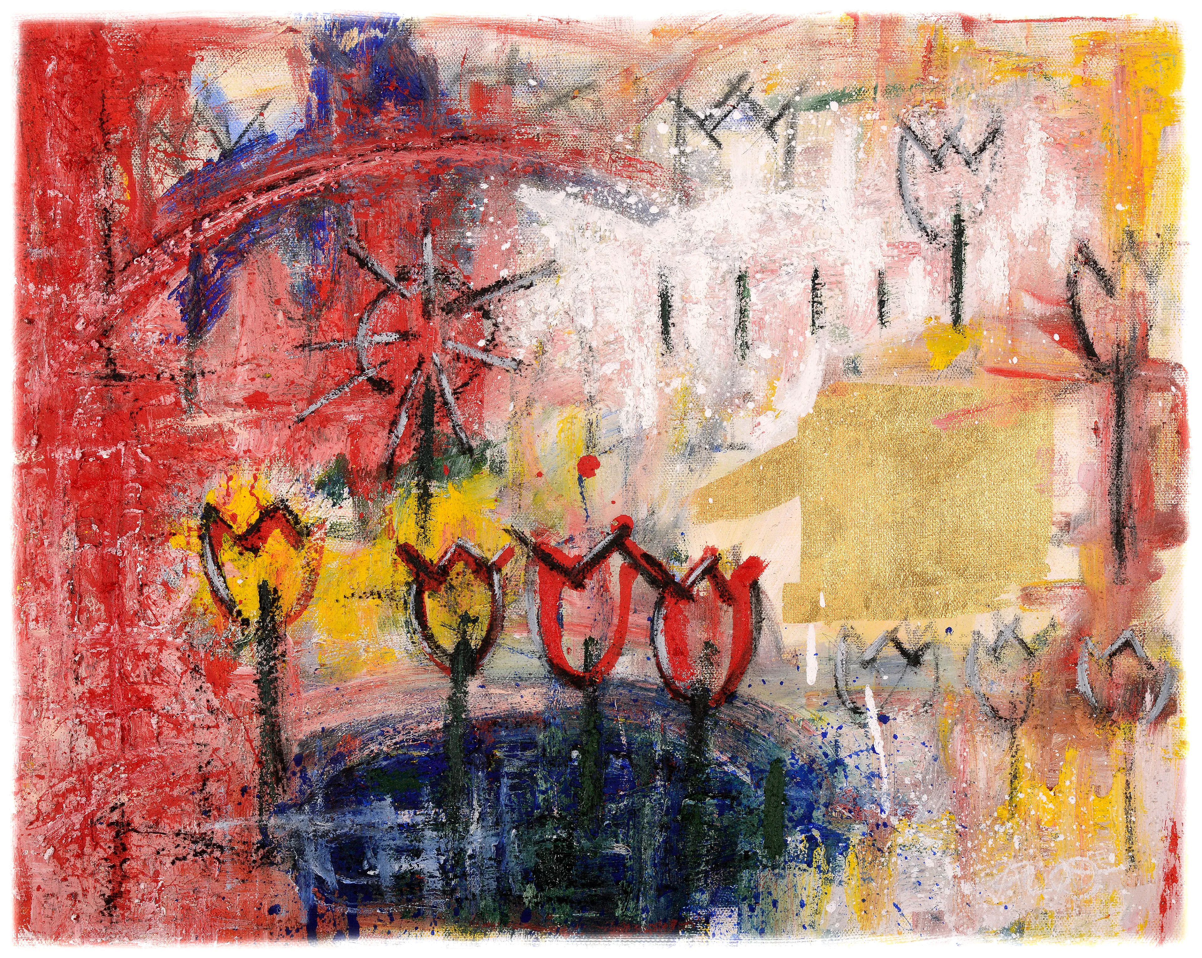 Flower Garden (Flowers, Sky, and Water) 

Acrylic, Oil Stick, Graphite, Charcoal, Sand, and 24k Gold on Canvas, 2023 || Digitally Retouched, 2023