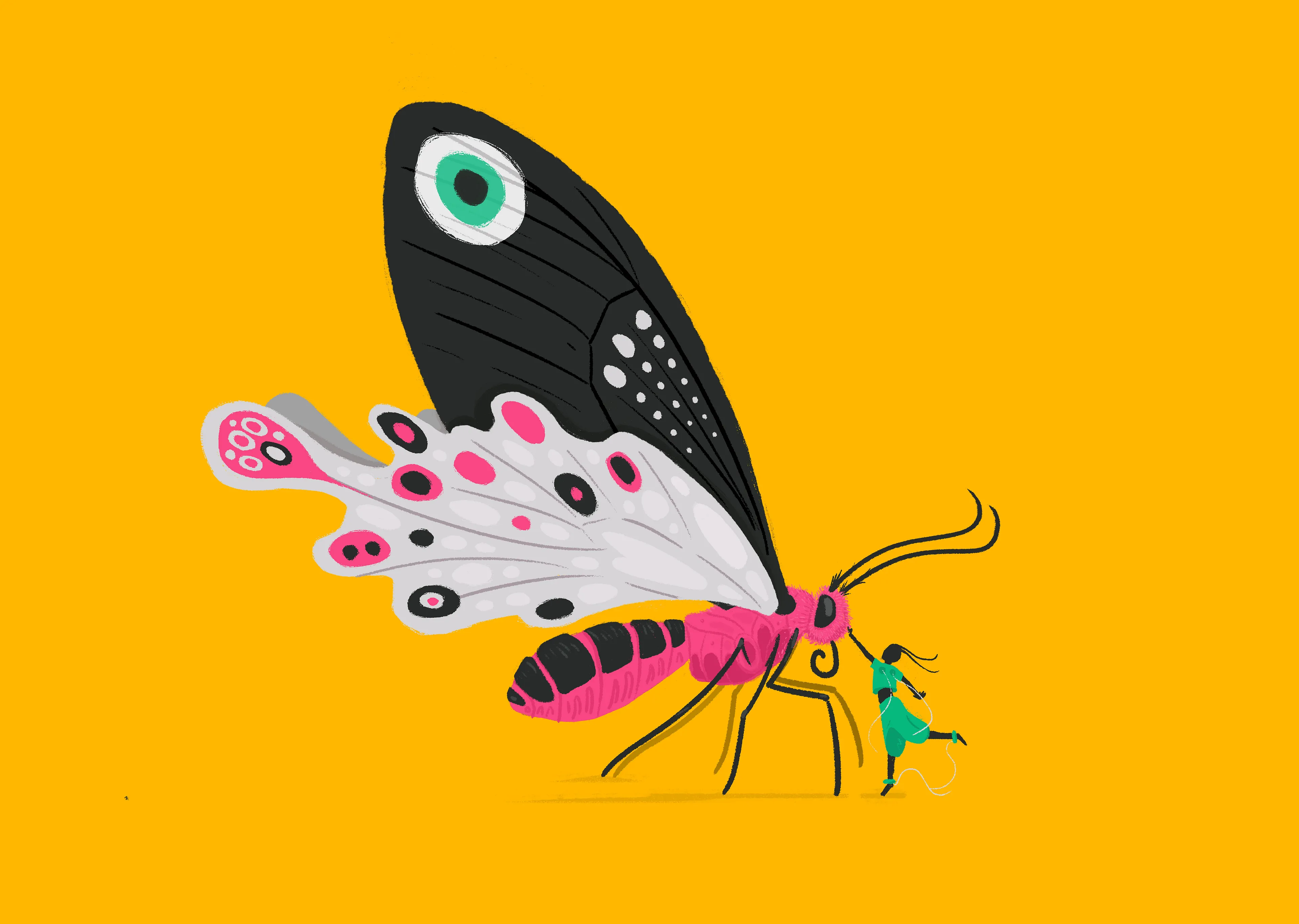 Young women are the only ones strong and nimble enough to handle the erratic flight of the butterfly.

An early Thorax painting.