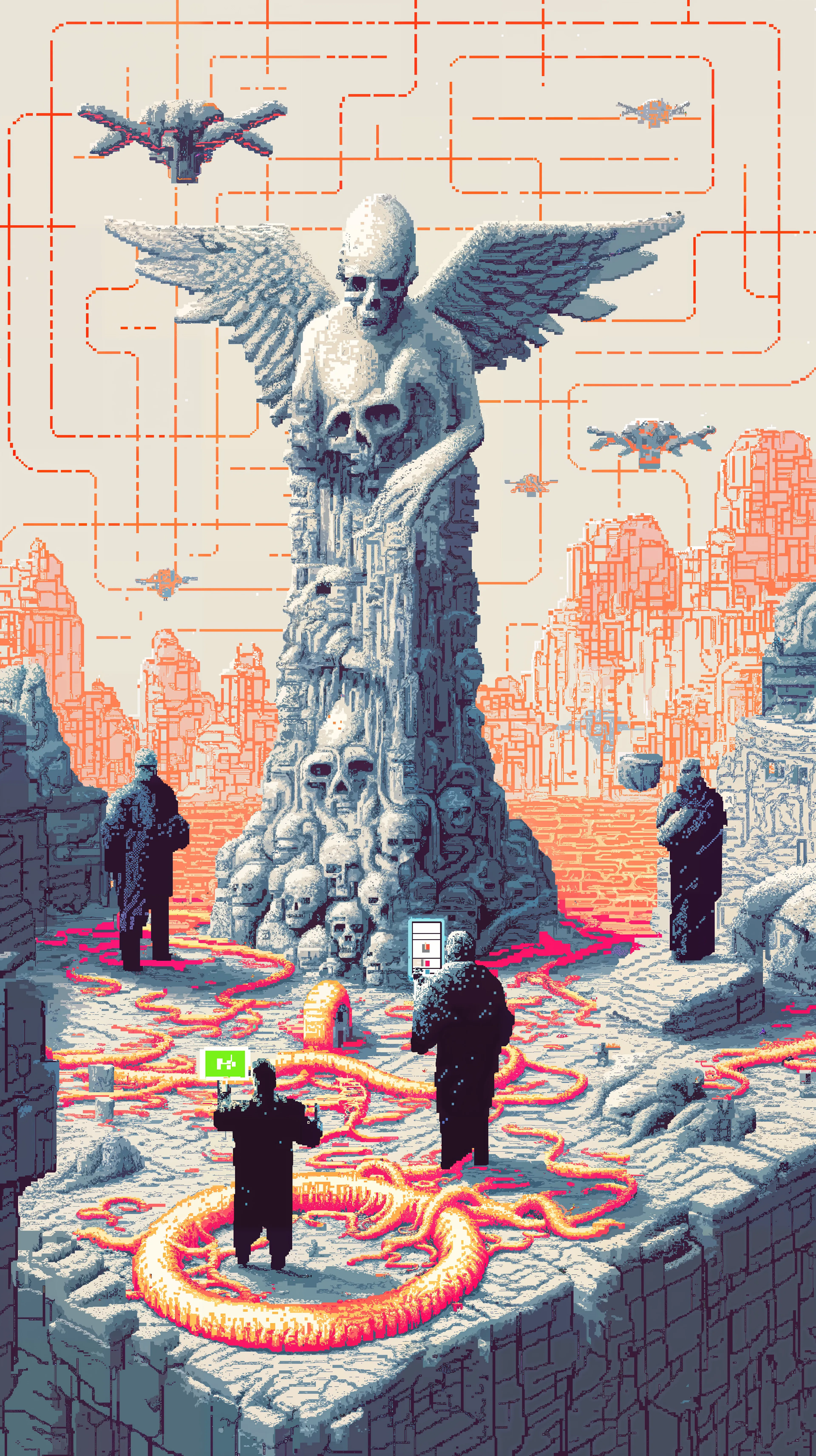 This piece meditates on digital ossification: how history, loss, and trauma are preserved not through mourning but through networks of storage and extraction. Boneheaded asks: What do we become when our dead are not buried but endlessly recycled as data?