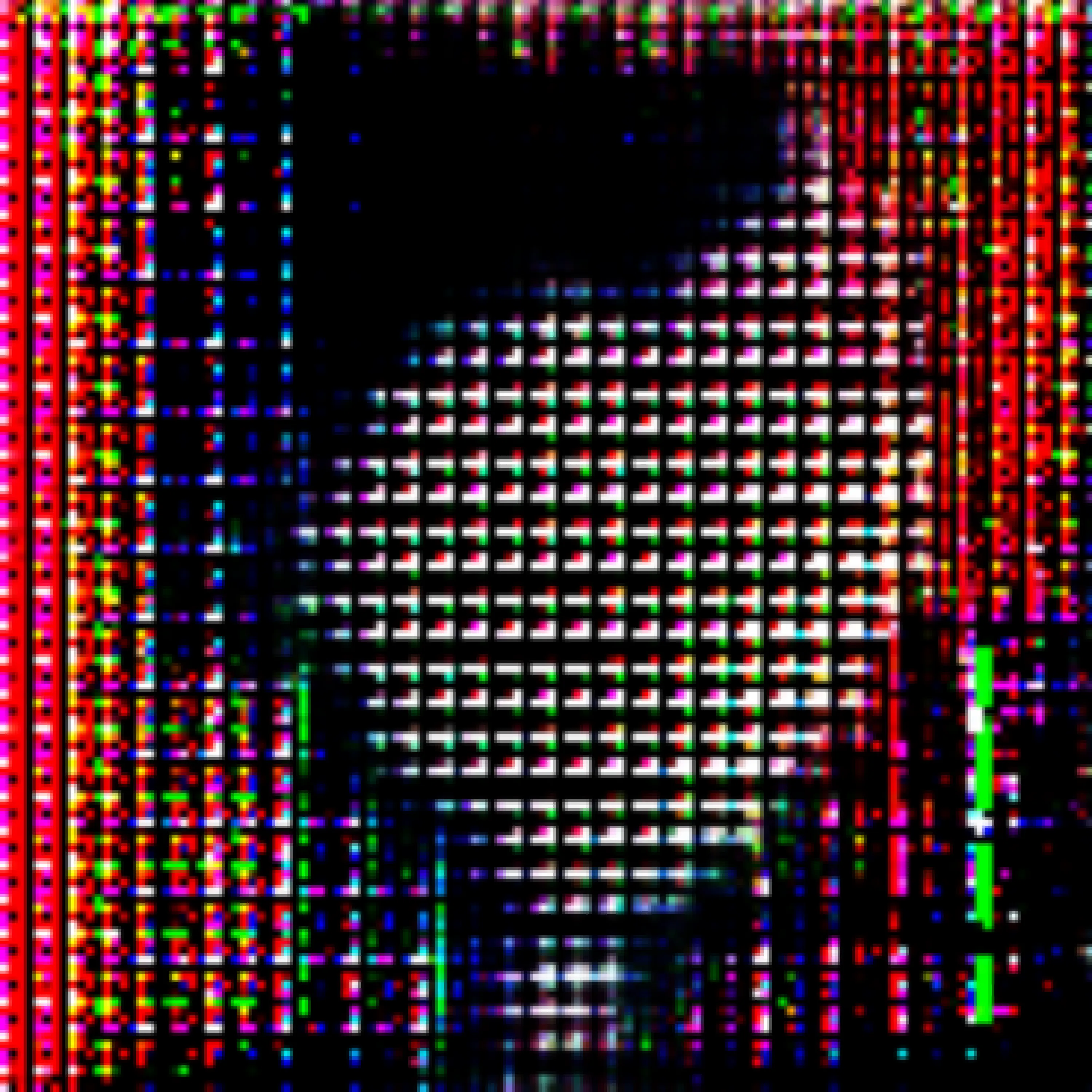 Made with a DCGAN using CC0 photographs, illustrations, Stable Diffusion outputs and text as inputs. Upscaled to 3000x3000.

CC0