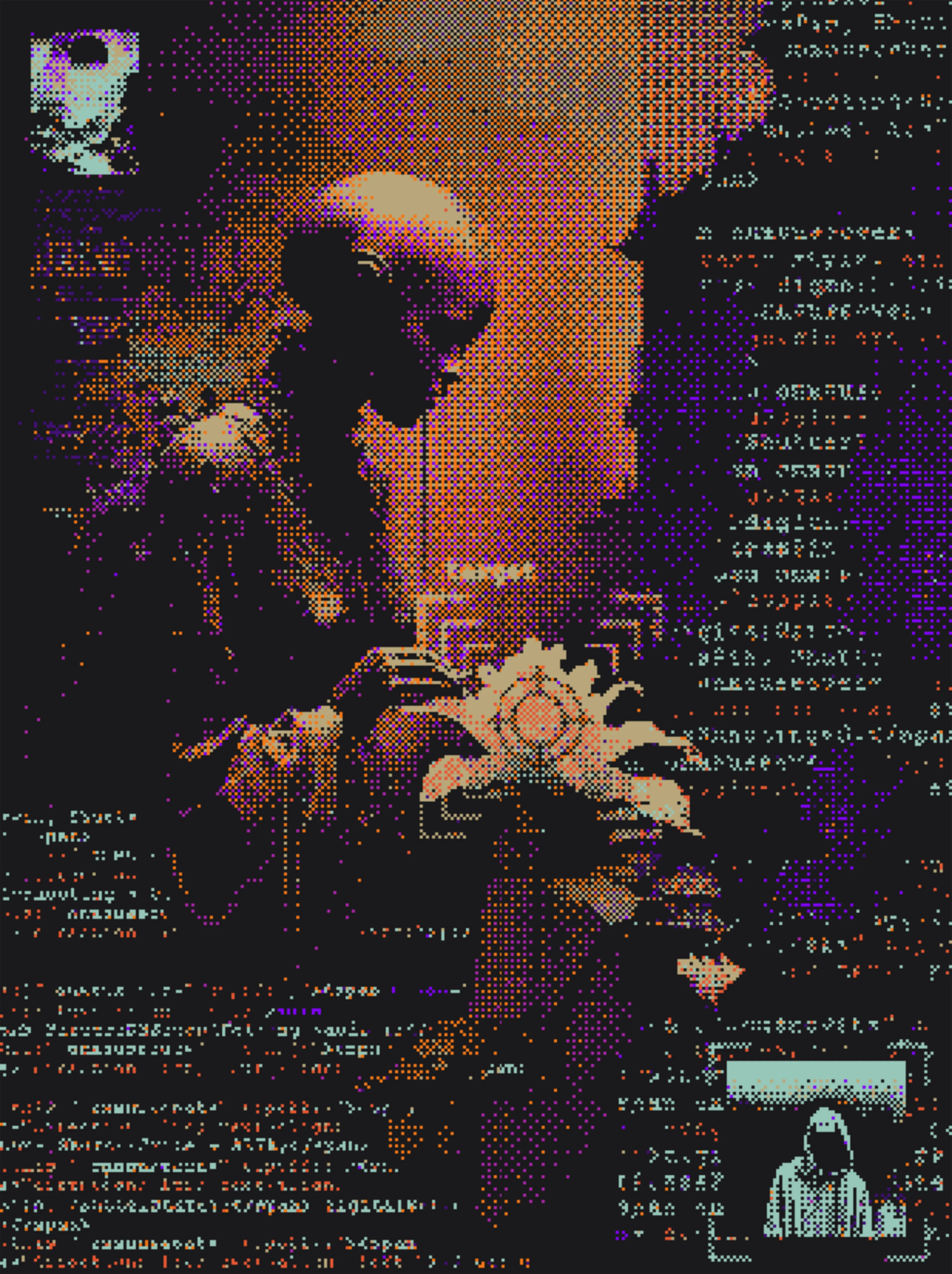 In pixel’s deep void,
Nyx whispers through silent code,
Night’s digital breath.

2024 by Desolatronica