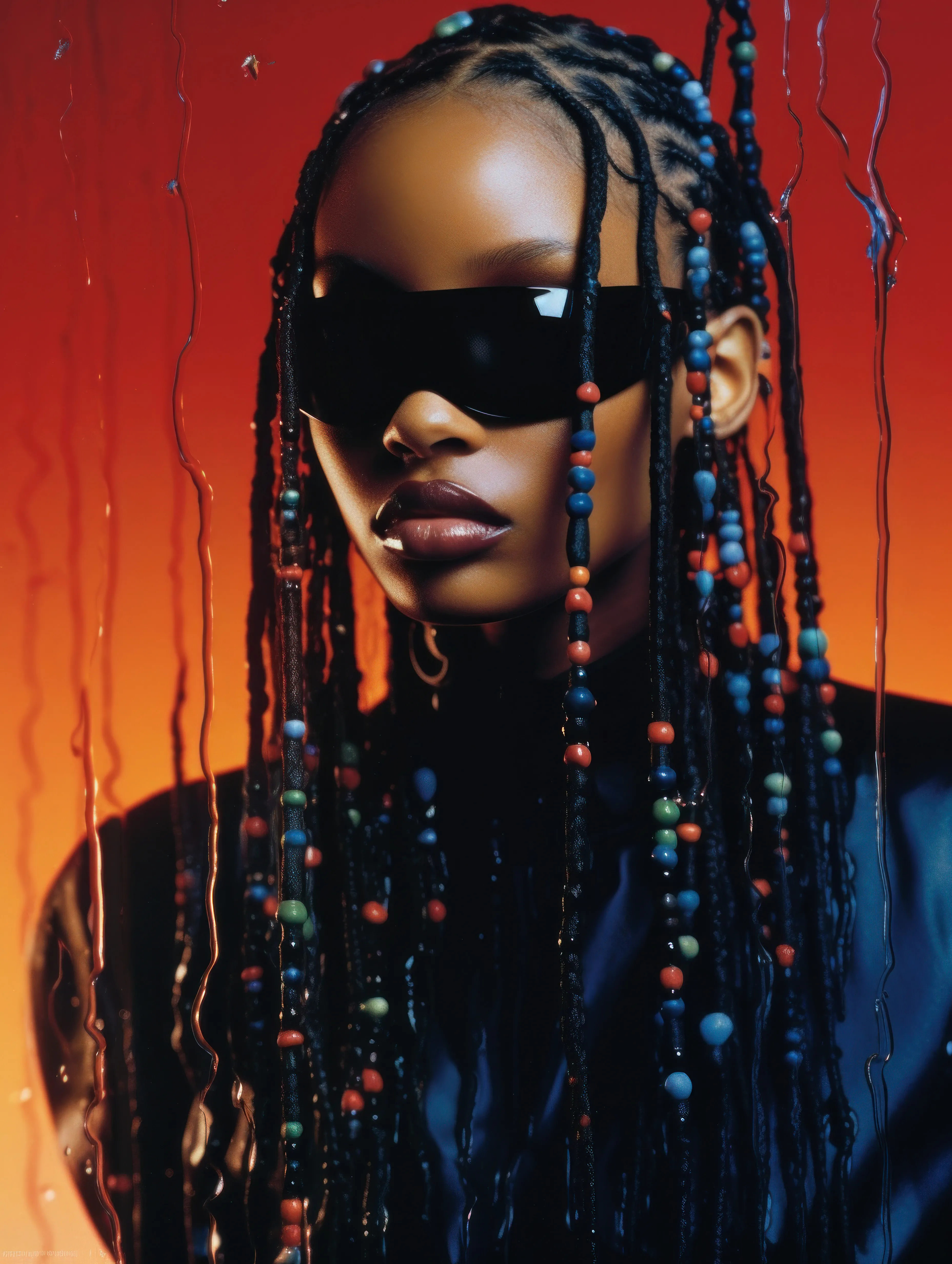 Beaded Braids Study explores how the text-to-image algorithm –Midjourney [v 5.1] depicts bead adornments on braided Black hair.