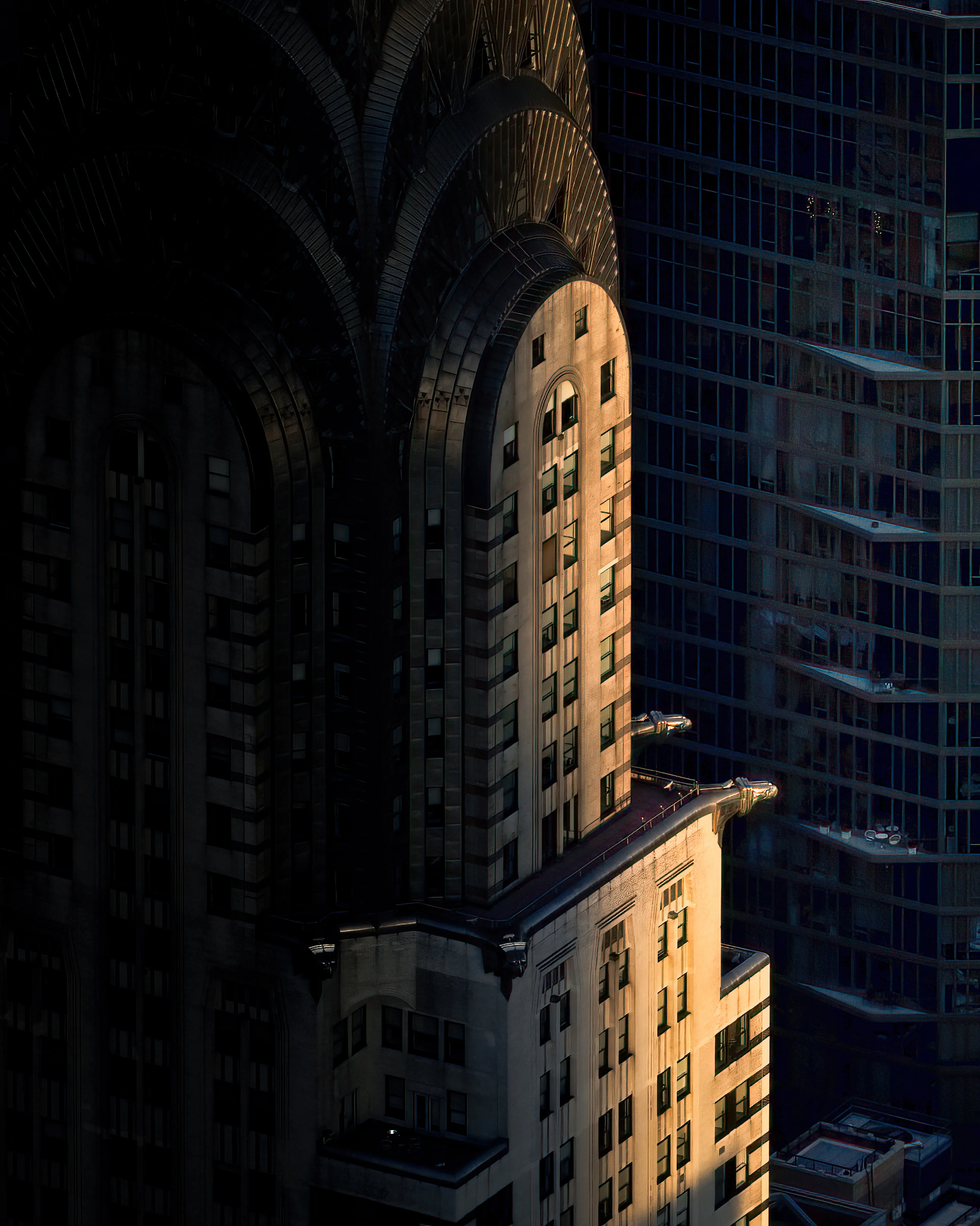 Autumn's late afternoon light is exquisite - It's my favorite time to photograph New York.  The long light, and deep shadows create such intimate and romantic vignettes across the skyline.  This particular afternoon I was starting to notice that the light was creating some unique shooting opportunities, and throughout the hour flight, I think we went back 3 times to check on the movement of the light.  This was my  last look back at the Chrysler Building as we headed for home.  I quickly zoomed in to 200mm and fired away.  Often times shooting back across your body in a helicopter can produce some shaky images.  Thankfully, it all came together!