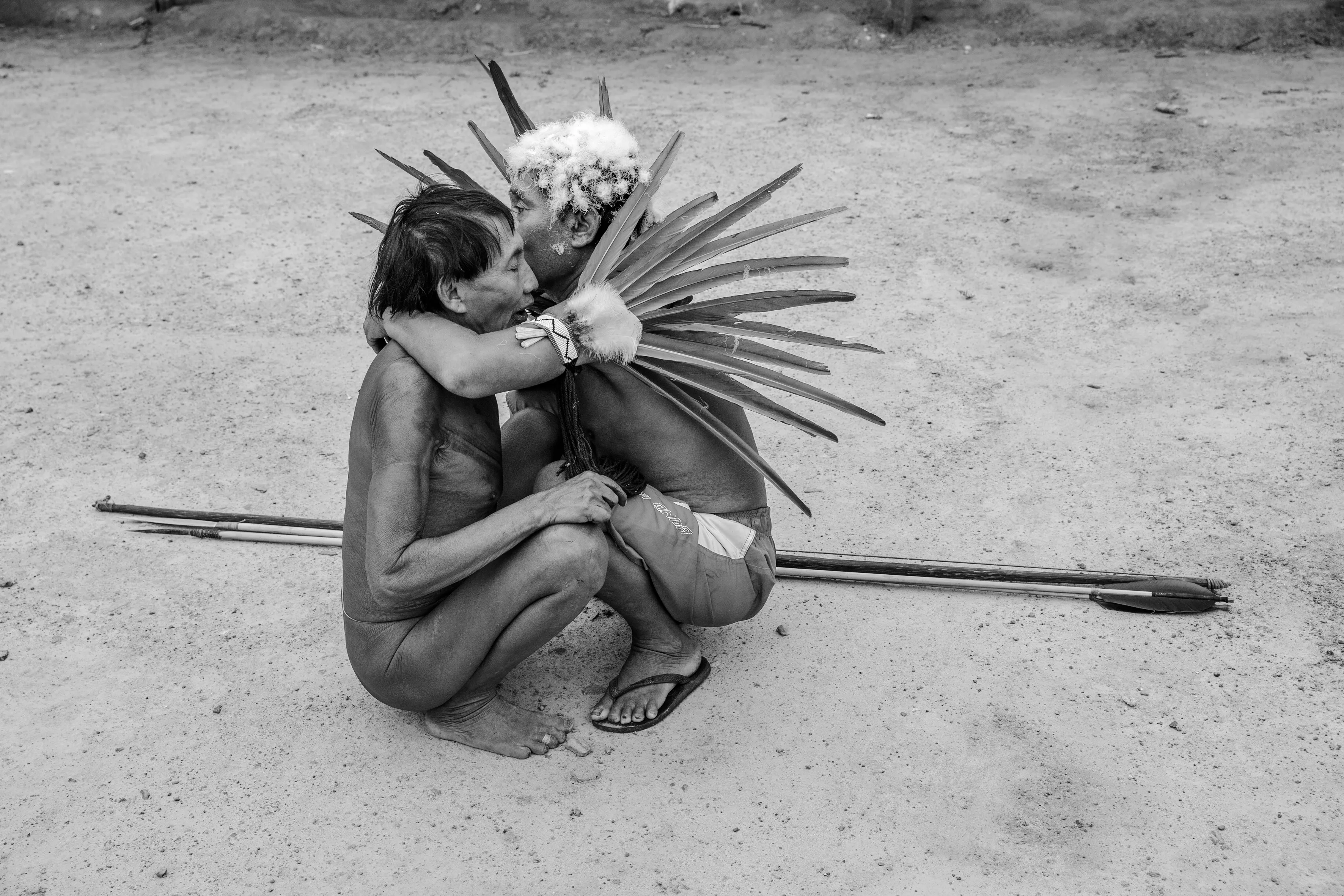 The communal maloca of Watoriki, Yanomami Indigenous Territory, State of Amazonas, Brazil, 2014.

The Yanomami are the largest low-contact indigenous ethnic group in the world. They have a population of around 40,000 people, with 28,000 in Brazil and the rest in Venezuela. They live in mountains ranges and valleys in the far north of Brazil, in the country's largest indigenous territory. The land extends from the north of the state of Roraima to the Rio Negro in the state of Amazonas. Shamanism is central to Yanomami culture. Their main leader is the shaman Davi Kopenawa, a pioneer in the campaign to establish the Yanomami Indigenous Territory, starting in the late 1970s. In 1993, Haximu, a Yanomami community, suffered a massacre by illegal miners. This led to the only conviction for the crime of genocide in the entire history of Brazilian justice. The Yanomami include at least one isolated group.