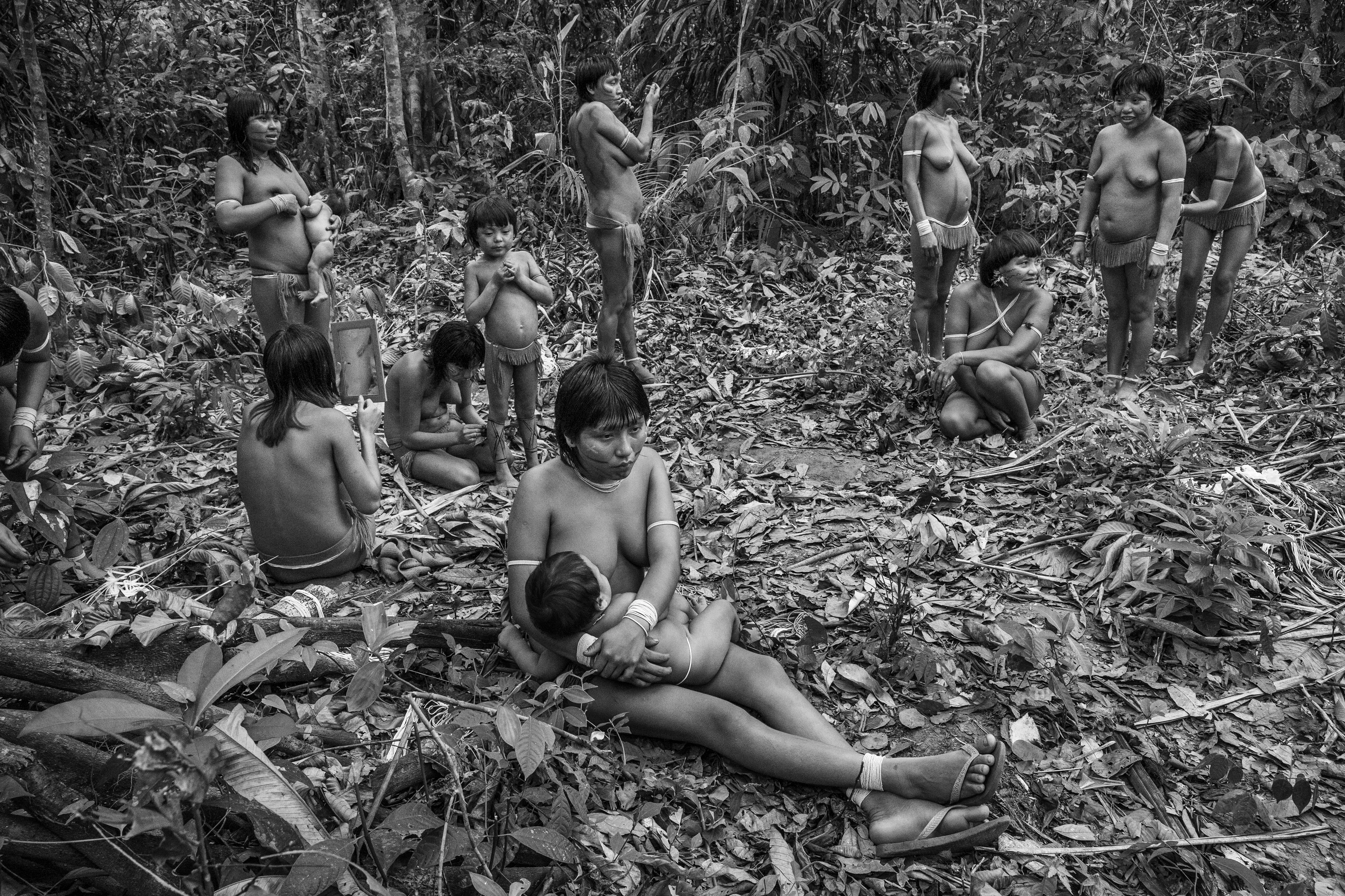 The communal maloca of Watoriki, Yanomami Indigenous Territory, State of Amazonas, Brazil, 2014.

The Yanomami are the largest low-contact indigenous ethnic group in the world. They have a population of around 40,000 people, with 28,000 in Brazil and the rest in Venezuela. They live in mountains ranges and valleys in the far north of Brazil, in the country's largest indigenous territory. The land extends from the north of the state of Roraima to the Rio Negro in the state of Amazonas. Shamanism is central to Yanomami culture. Their main leader is the shaman Davi Kopenawa, a pioneer in the campaign to establish the Yanomami Indigenous Territory, starting in the late 1970s. In 1993, Haximu, a Yanomami community, suffered a massacre by illegal miners. This led to the only conviction for the crime of genocide in the entire history of Brazilian justice. The Yanomami include at least one isolated group.