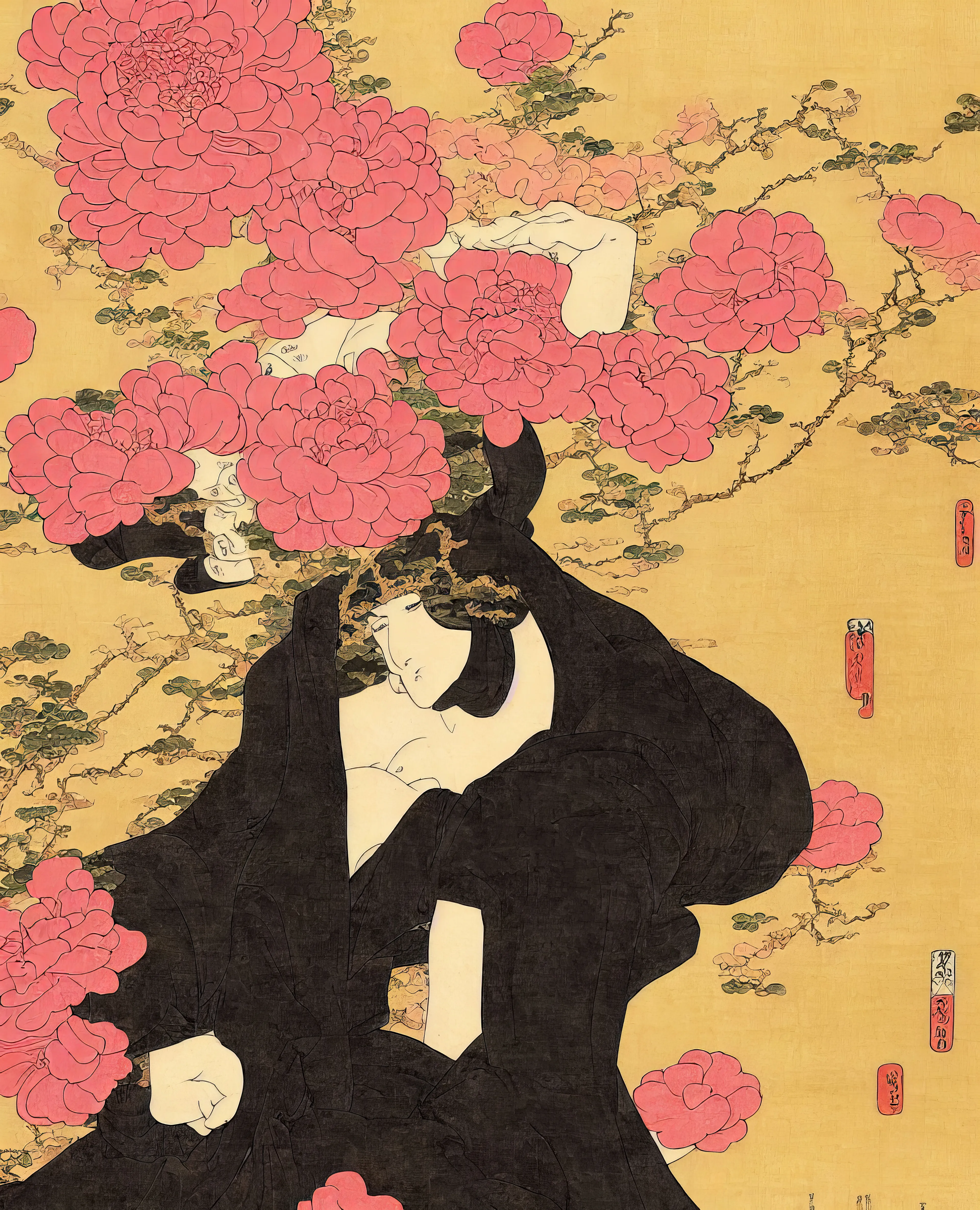 Wabi-Sabi Syntax is a conversation between tradition and technology, control and chance, past and future. It is a need to search, for meaning in imperfection, for truth in error, and for the self in translation. At its heart is the Japanese idea of wabi-sabi, the beauty found in things that are fragile, worn, or incomplete. After years of living in Japan, the artist's sense of what matters in art gradually shifted and became more complex. Perfection no longer seemed fully honest, and flaws began to feel like new fingerprints.
Into this journey, the artist brought something else, his Mexican heritage. Living between two cultures, he carries the weight and wonder of both, along with the uncertainty of that collision. Mexico and Japan are two worlds with different ways of seeing, remembering, and making. What happens when these visions coincide? When their symbols do not match? When one culture misunderstands the other? Rather than smooth over those misalignments, the artist leaned into them. Frictions and misunderstanding became a space for new ideas.
The tool for this new exploration of in-between states and worlds was artificial intelligence. He began feeding his own photographs into the models. He wanted to see how the machine would read his images. Another collision was happening, human and machine. What would it make of his visual memories? What would it get right, or wrong? The AI responded with pictures that resembled traditional Japanese woodblock prints, ukiyo-e, but something was always off. Eureka. He had found a way to visualize all these confronting ideas: perfection and imperfection, cultural dissonance, past and present, memory and reality. These confrontations are palpable in the imperfect representations AI naturally produces. Mistakes became part of the work's grammar, a kind of new syntax made of errors and echoes that condenses the many layers of Derech's life experience.
We are left with questions. Can a flaw carry emotion? Can a misstep be beautiful? Can a machine, in being flawed, reveal something human?