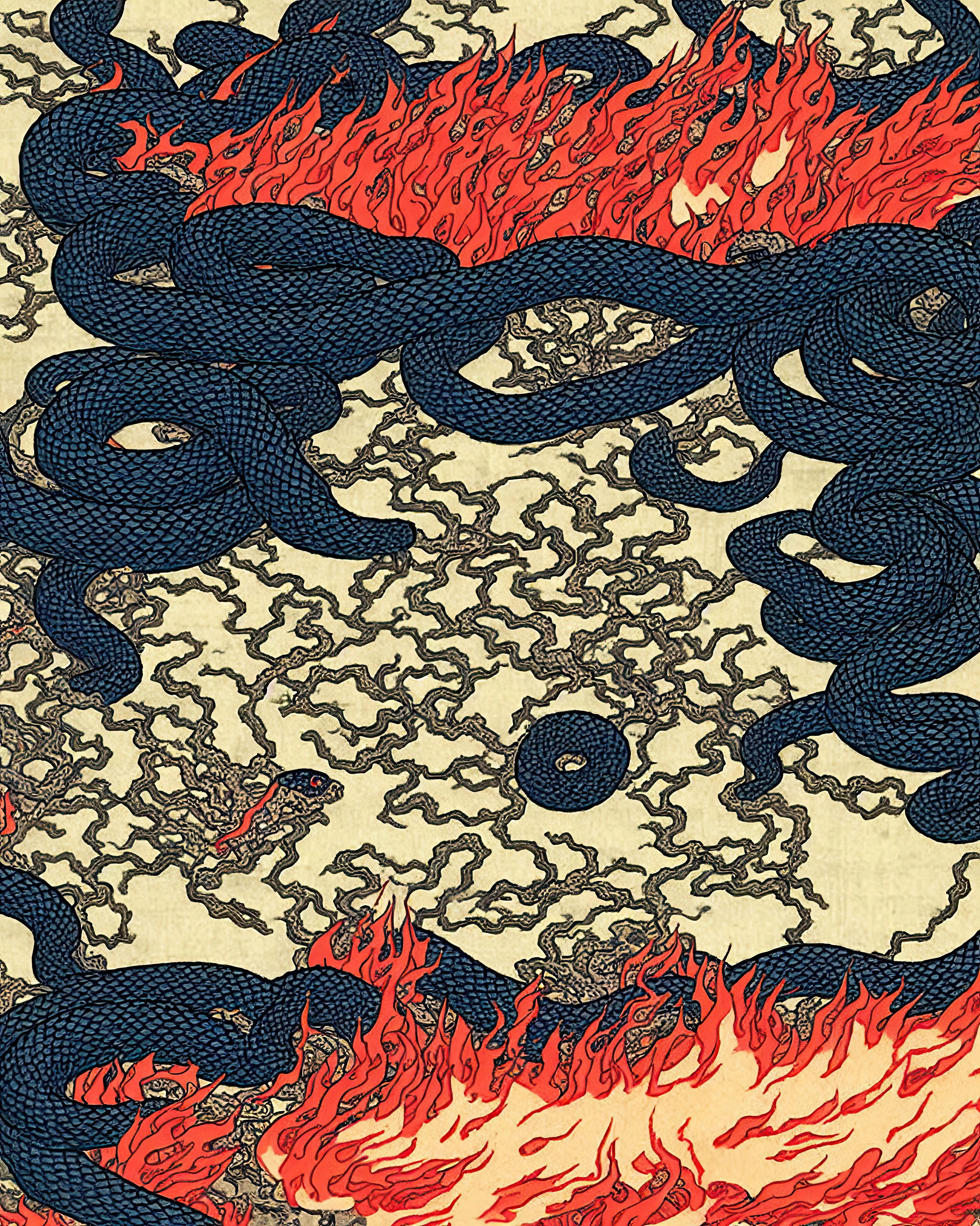 Wabi-Sabi Syntax is a conversation between tradition and technology, control and chance, past and future. It is a need to search, for meaning in imperfection, for truth in error, and for the self in translation. At its heart is the Japanese idea of wabi-sabi, the beauty found in things that are fragile, worn, or incomplete. After years of living in Japan, the artist's sense of what matters in art gradually shifted and became more complex. Perfection no longer seemed fully honest, and flaws began to feel like new fingerprints.
Into this journey, the artist brought something else, his Mexican heritage. Living between two cultures, he carries the weight and wonder of both, along with the uncertainty of that collision. Mexico and Japan are two worlds with different ways of seeing, remembering, and making. What happens when these visions coincide? When their symbols do not match? When one culture misunderstands the other? Rather than smooth over those misalignments, the artist leaned into them. Frictions and misunderstanding became a space for new ideas.
The tool for this new exploration of in-between states and worlds was artificial intelligence. He began feeding his own photographs into the models. He wanted to see how the machine would read his images. Another collision was happening, human and machine. What would it make of his visual memories? What would it get right, or wrong? The AI responded with pictures that resembled traditional Japanese woodblock prints, ukiyo-e, but something was always off. Eureka. He had found a way to visualize all these confronting ideas: perfection and imperfection, cultural dissonance, past and present, memory and reality. These confrontations are palpable in the imperfect representations AI naturally produces. Mistakes became part of the work's grammar, a kind of new syntax made of errors and echoes that condenses the many layers of Derech's life experience.
We are left with questions. Can a flaw carry emotion? Can a misstep be beautiful? Can a machine, in being flawed, reveal something human?