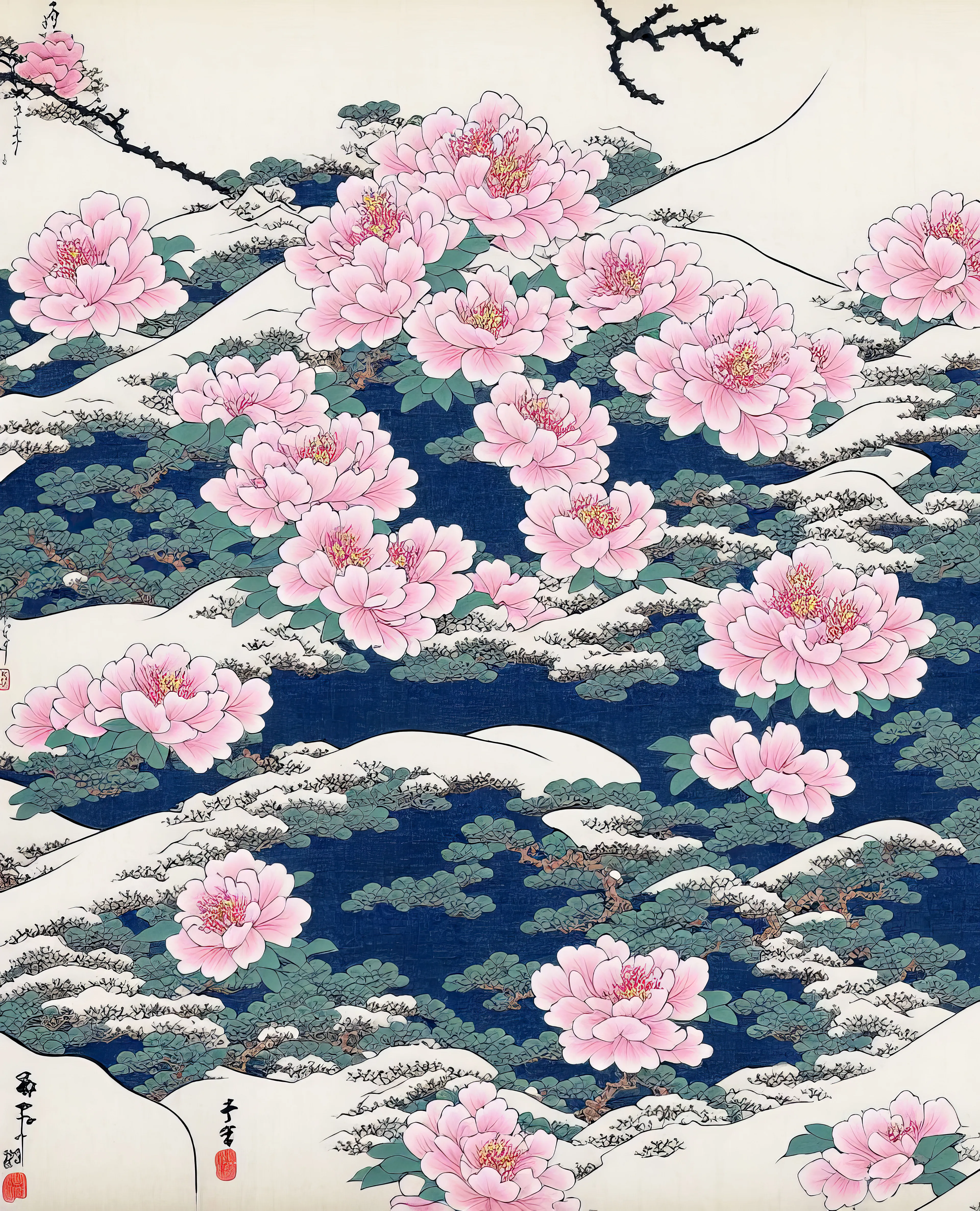 Wabi-Sabi Syntax is a conversation between tradition and technology, control and chance, past and future. It is a need to search, for meaning in imperfection, for truth in error, and for the self in translation. At its heart is the Japanese idea of wabi-sabi, the beauty found in things that are fragile, worn, or incomplete. After years of living in Japan, the artist's sense of what matters in art gradually shifted and became more complex. Perfection no longer seemed fully honest, and flaws began to feel like new fingerprints.
Into this journey, the artist brought something else, his Mexican heritage. Living between two cultures, he carries the weight and wonder of both, along with the uncertainty of that collision. Mexico and Japan are two worlds with different ways of seeing, remembering, and making. What happens when these visions coincide? When their symbols do not match? When one culture misunderstands the other? Rather than smooth over those misalignments, the artist leaned into them. Frictions and misunderstanding became a space for new ideas.
The tool for this new exploration of in-between states and worlds was artificial intelligence. He began feeding his own photographs into the models. He wanted to see how the machine would read his images. Another collision was happening, human and machine. What would it make of his visual memories? What would it get right, or wrong? The AI responded with pictures that resembled traditional Japanese woodblock prints, ukiyo-e, but something was always off. Eureka. He had found a way to visualize all these confronting ideas: perfection and imperfection, cultural dissonance, past and present, memory and reality. These confrontations are palpable in the imperfect representations AI naturally produces. Mistakes became part of the work's grammar, a kind of new syntax made of errors and echoes that condenses the many layers of Derech's life experience.
We are left with questions. Can a flaw carry emotion? Can a misstep be beautiful? Can a machine, in being flawed, reveal something human?