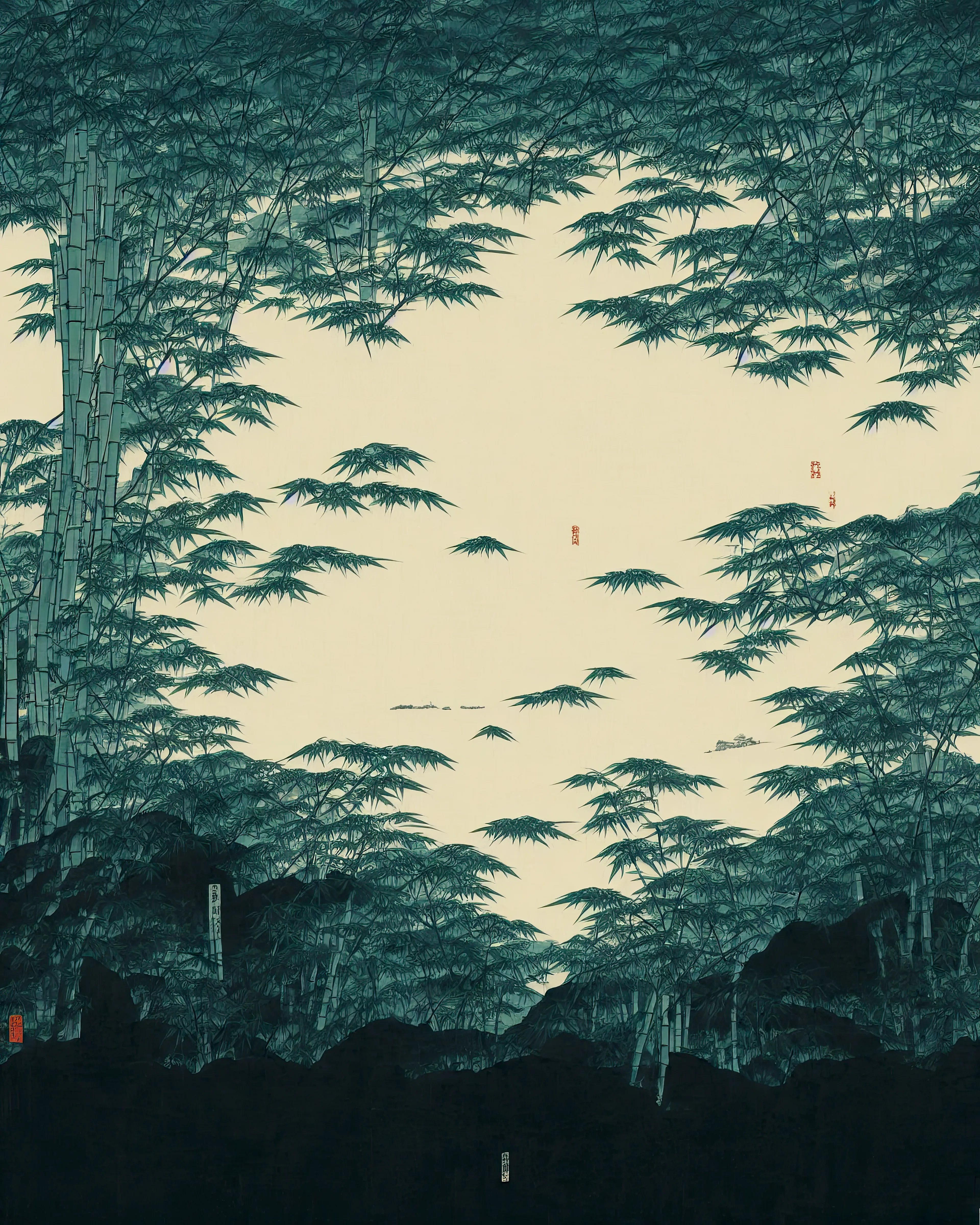 Wabi-Sabi Syntax is a conversation between tradition and technology, control and chance, past and future. It is a need to search, for meaning in imperfection, for truth in error, and for the self in translation. At its heart is the Japanese idea of wabi-sabi, the beauty found in things that are fragile, worn, or incomplete. After years of living in Japan, the artist's sense of what matters in art gradually shifted and became more complex. Perfection no longer seemed fully honest, and flaws began to feel like new fingerprints.
Into this journey, the artist brought something else, his Mexican heritage. Living between two cultures, he carries the weight and wonder of both, along with the uncertainty of that collision. Mexico and Japan are two worlds with different ways of seeing, remembering, and making. What happens when these visions coincide? When their symbols do not match? When one culture misunderstands the other? Rather than smooth over those misalignments, the artist leaned into them. Frictions and misunderstanding became a space for new ideas.
The tool for this new exploration of in-between states and worlds was artificial intelligence. He began feeding his own photographs into the models. He wanted to see how the machine would read his images. Another collision was happening, human and machine. What would it make of his visual memories? What would it get right, or wrong? The AI responded with pictures that resembled traditional Japanese woodblock prints, ukiyo-e, but something was always off. Eureka. He had found a way to visualize all these confronting ideas: perfection and imperfection, cultural dissonance, past and present, memory and reality. These confrontations are palpable in the imperfect representations AI naturally produces. Mistakes became part of the work's grammar, a kind of new syntax made of errors and echoes that condenses the many layers of Derech's life experience.
We are left with questions. Can a flaw carry emotion? Can a misstep be beautiful? Can a machine, in being flawed, reveal something human?