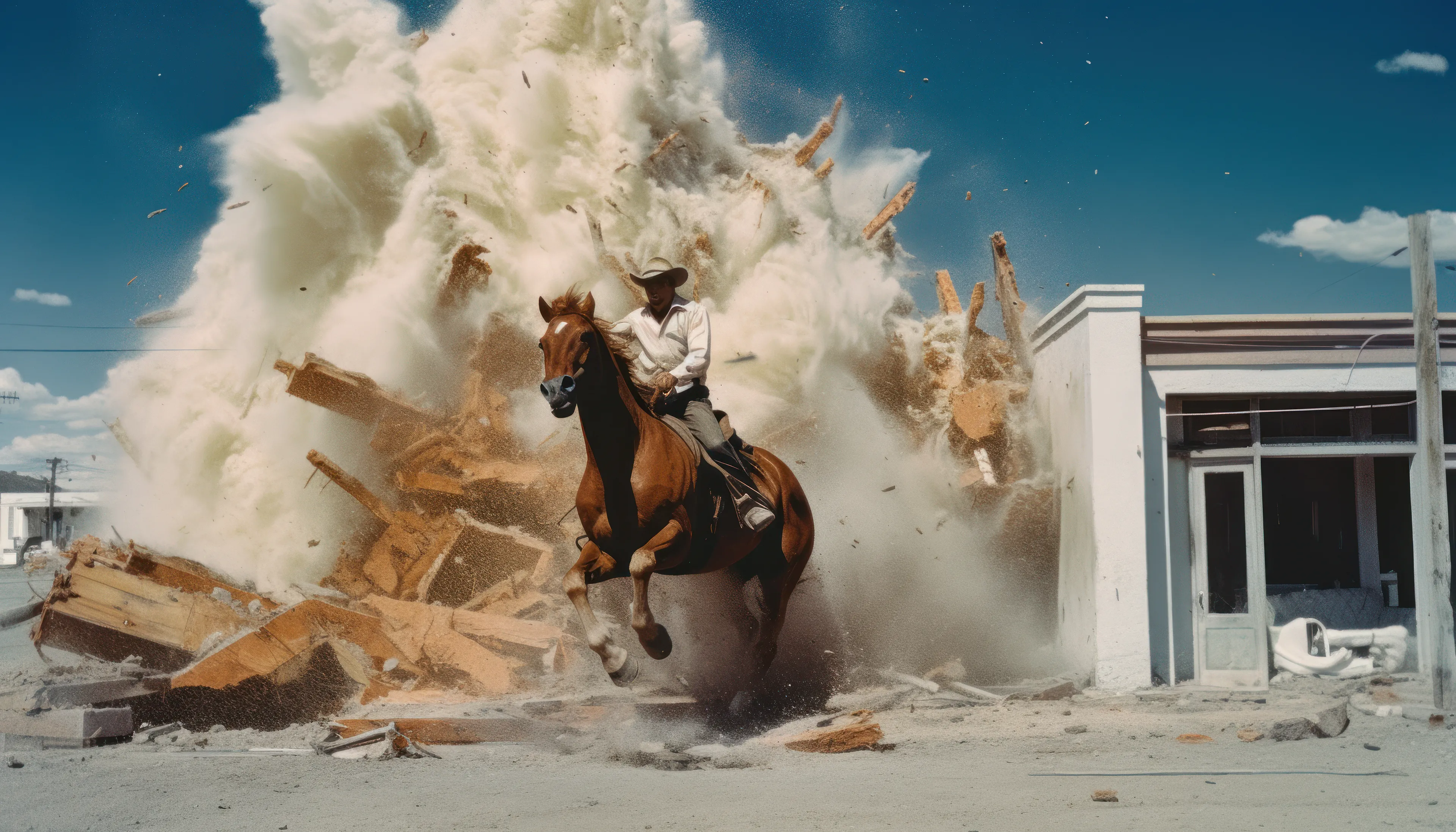 "Las Vegas: Rapid Change in the West" is a collection of AI post-photography that places viewers into a discussion on what it means to experience personal, societal, and environmental change. Through diverse narrative scenarios, this collection captures the glamour, violence, and everyday moments that happen in a mythical version of one of the most dramatic transitions in the American West.

In the 1950s and 1960s, Las Vegas experienced a rapid transition from a quiet, rural desert town into a major tourist destination, run by the mob, that hosted an increasing mobile US population. Las Vegas quickly evolved into a mythical place in people's minds where perception, "reality' and lived experiences are often in conflict. Life goes on, but it is often weird.

Post-prompt editing is kept to a minimum to allow the strangeness and quirks of AI to come through, providing a historical look at what MidJourney was like during this particular time with these specific circumstances.

Midjourney V5 (5, 5.1 & 5.2)  
Topaz upscale for size  
5824 x 3328 pixels

Pop Punk