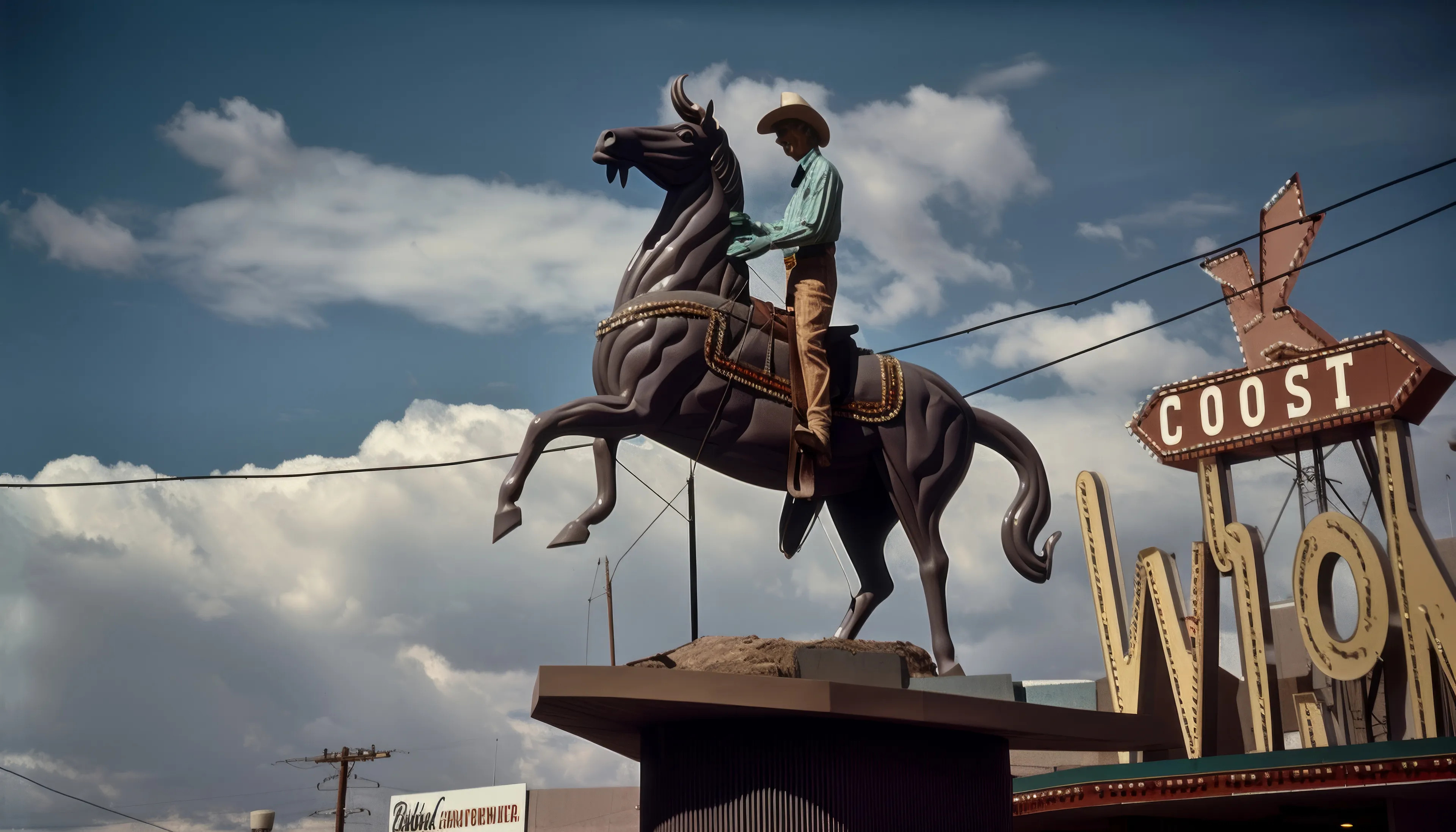 "Las Vegas: Rapid Change in the West" is a collection of AI post-photography that places viewers into a discussion on what it means to experience personal, societal, and environmental change. Through diverse narrative scenarios, this collection captures the glamour, violence, and everyday moments that happen in a mythical version of one of the most dramatic transitions in the American West.

In the 1950s and 1960s, Las Vegas experienced a rapid transition from a quiet, rural desert town into a major tourist destination, run by the mob, that hosted an increasing mobile US population. Las Vegas quickly evolved into a mythical place in people's minds where perception, "reality' and lived experiences are often in conflict. Life goes on, but it is often weird.

Post-prompt editing is kept to a minimum to allow the strangeness and quirks of AI to come through, providing a historical look at what MidJourney was like during this particular time with these specific circumstances.

Midjourney V5 (5, 5.1 & 5.2)  
Topaz upscale for size  
5824 x 3328 pixels

Pop Punk