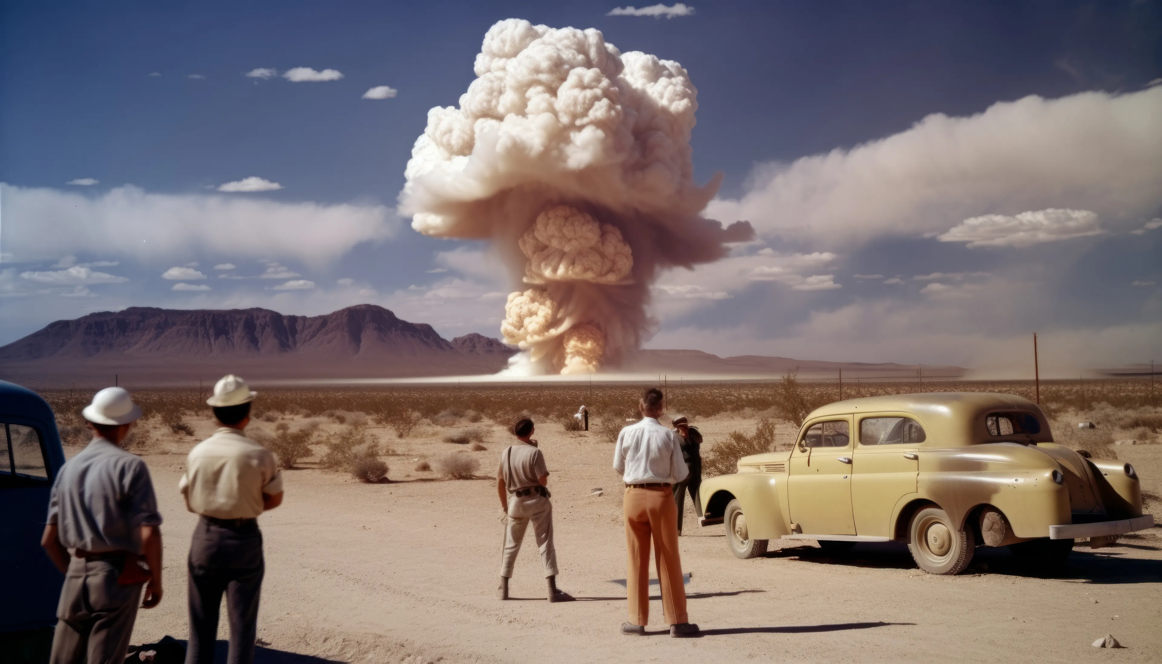 "Las Vegas: Rapid Change in the West" is a collection of AI post-photography that places viewers into a discussion on what it means to experience personal, societal, and environmental change. Through diverse narrative scenarios, this collection captures the glamour, violence, and everyday moments that happen in a mythical version of one of the most dramatic transitions in the American West.

In the 1950s and 1960s, Las Vegas experienced a rapid transition from a quiet, rural desert town into a major tourist destination, run by the mob, that hosted an increasing mobile US population. Las Vegas quickly evolved into a mythical place in people's minds where perception, "reality' and lived experiences are often in conflict. Life goes on, but it is often weird.

Post-prompt editing is kept to a minimum to allow the strangeness and quirks of AI to come through, providing a historical look at what MidJourney was like during this particular time with these specific circumstances.

Midjourney V5 (5, 5.1 & 5.2)  
Topaz upscale for size  
5824 x 3328 pixels

Pop Punk