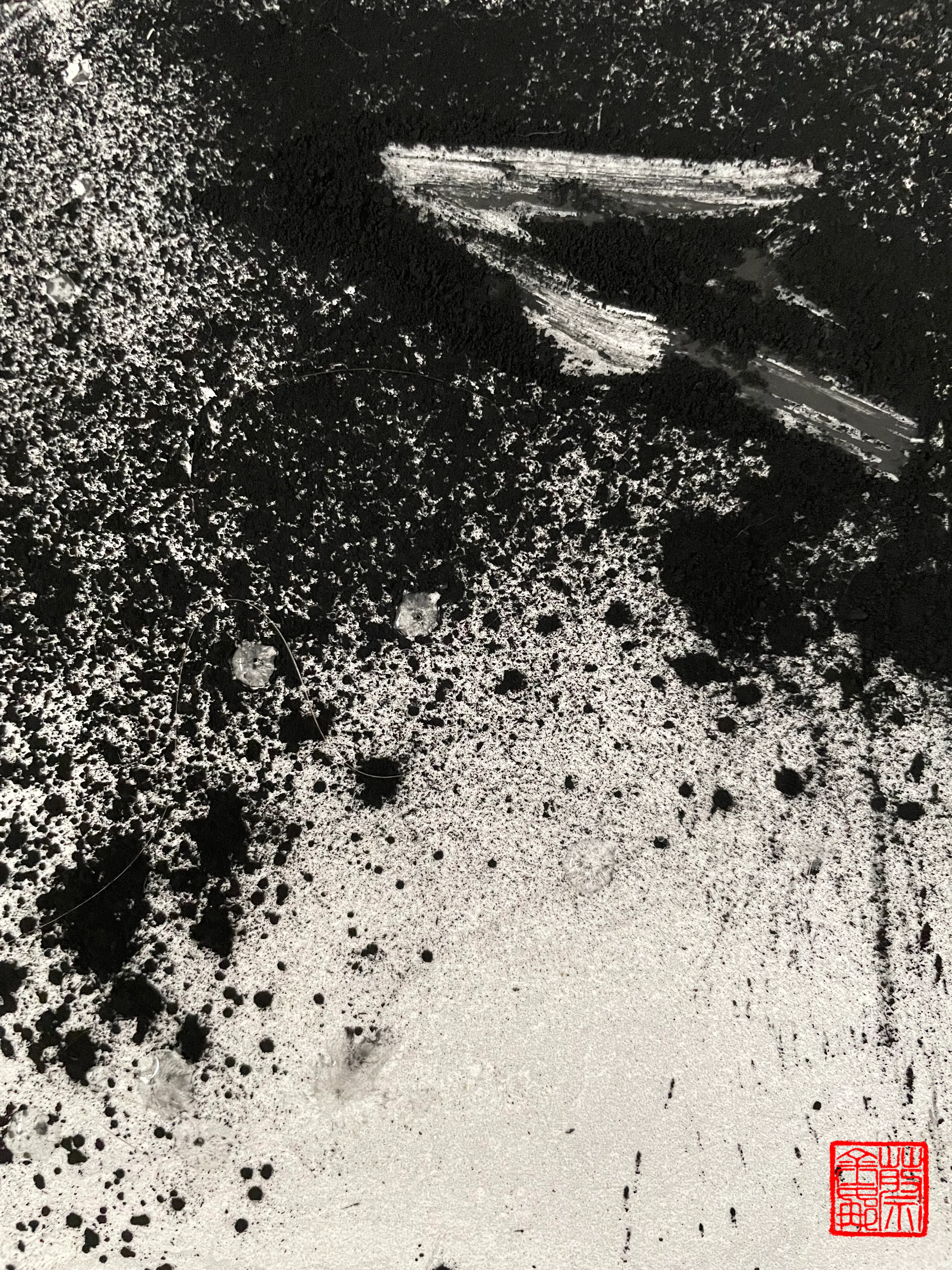 ‘Pulse-beat’ Collection  
A breath or a pulse-beat of the undefinable spirit of life.

“When painting follows the heart, the obstructing veils are removed, all the innumerable things of Heaven and Earth can be represented.” - Shih-t’ao (1642-1707) 

Painting with charcoal on ceramic informed by the technique and philosophy of traditional Chinese painting. Translated into digital through photography. Physical work - destroyed.

1/1  
Date: 2023  
Artist: Georgina Hooper  
3023 x 4032 px  
16.8MB  
12MP