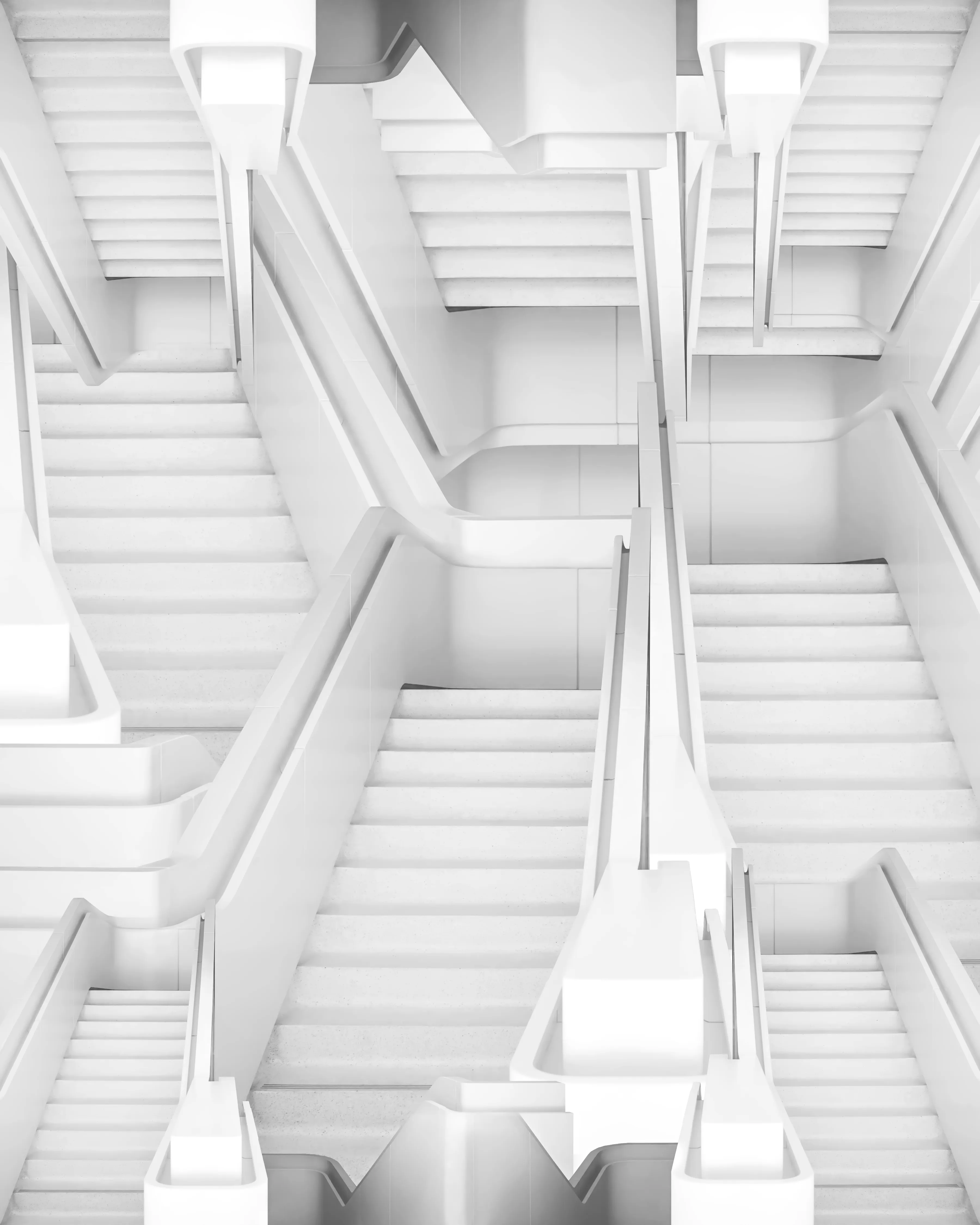 title: white stairs  
id: iuridclgs20180819  
collection: stairs  
size: 3600x4500px  
medium: digital collage  
tools: affinity photo, ipad pro w pencil, macbook pro  
architect: foster and partners  
location: cupertino - USA

source: 

patrick schneider - stairs from apple park visitors center

[https://unsplash.com/photos/kYqO-zK3esU](https://unsplash.com/photos/kYqO-zK3esU)

architects: foster and partners. team: irene gallou, maximilian zielinski.

[https://www.fosterandpartners.com/projects/apple-park-visitor-center/](https://www.fosterandpartners.com/projects/apple-park-visitor-center/)