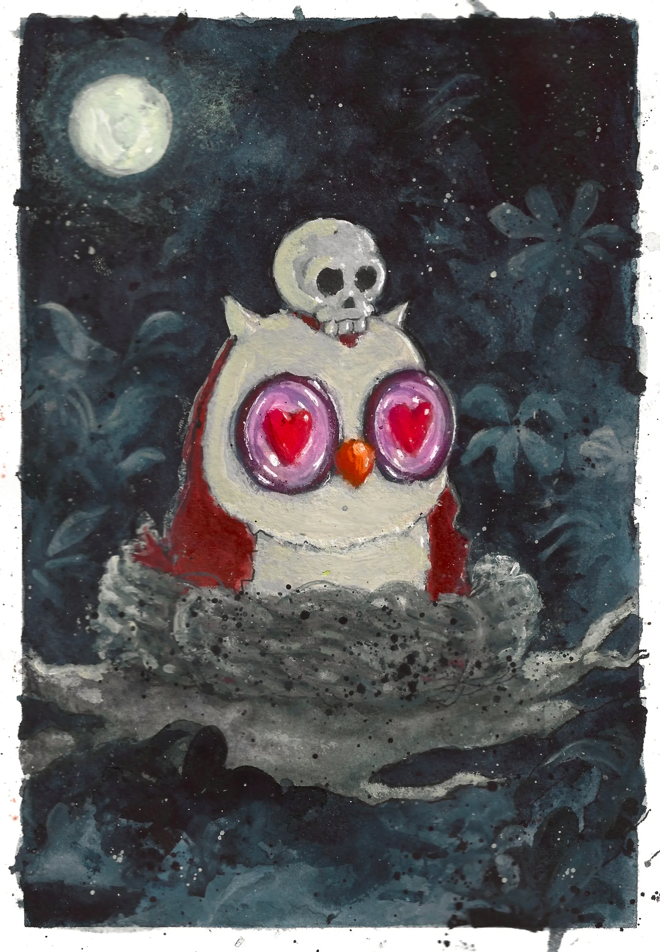 Watercolor with gouache details