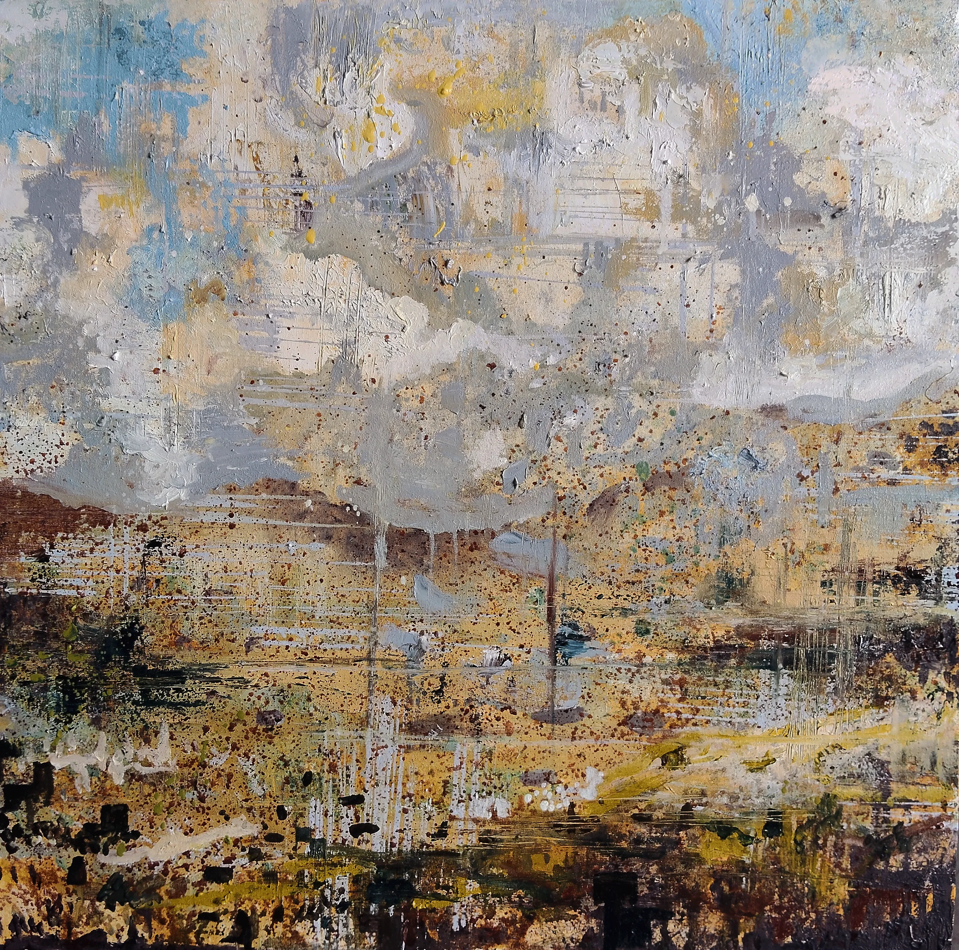 Oil painting hand-painted by the artist after a generative process using hundreds of AI-generated landscapes. These images were processed through a custom computer vision algorithm designed by the artist to segment, recompose, and create a new synthetic landscape. The title of this work was generated by an AI model, adding a meta layer that connects the algorithmic process to the final interpretation.

Oil on canvas  
50 × 50 cm  
Collecting this token includes the shipping of the physical painting