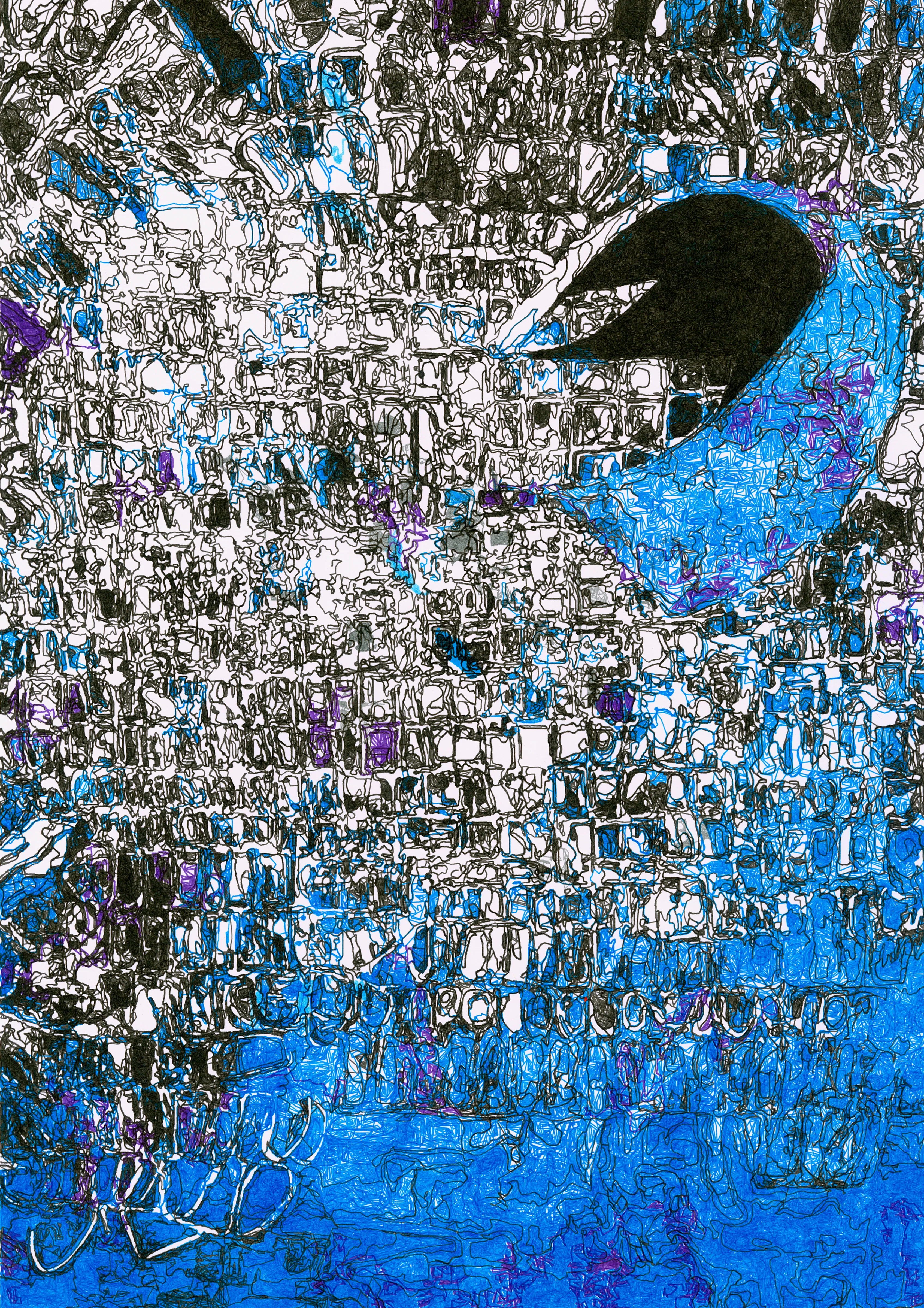 **Overview**
*Latent Ink* is a novel exploration of Eko33’s evolving collaboration with machines to create art. Spanning 500 unique artworks, this project merges AI-trained datasets, p5.js generative systems, machine vision, and GLSL shaders to produce intricate works that challenge the boundaries of human and machine creativity. By integrating digital and physical mediums, Latent Ink showcases Eko33’s most technically advanced and conceptually innovative project to date.
This collection reflects a layered evolution, combining Eko33’s past and present artistic gestures through algorithmic processes, resulting in visually complex images that converge, compete, and evolve in their form.


**Overall Process**
*AI Generation*
The journey begins with custom AI models trained on Eko33’s portfolio of hand-drawn sketches and previous generative art series. These datasets are carefully curated to ensure the AI’s outputs remain deeply rooted in his unique artistic language. The result is a digital canvas imbued with the nuances of Eko33’s style, ready for further exploration.
*Algorithmic Refinement*
Eko33 employs a custom p5.js environment and GLSL shaders to simulate the subtleties of hand-drawn marks. His algorithms allow control over line characteristics such as thickness and pressure variations, curvature and angle imperfections, layering of textures and colors.
This phase is not simply computational but deeply iterative. Parameters are adjusted, elements are redrawn, and compositions evolve dynamically until they achieve the desired complexity and balance. The final artworks push the boundaries of both machine precision and human expressiveness.


**Plotter-Specific Process**
The 100 plotter artworks form the core of Latent Ink’s physical exploration, transitioning digital outputs into unique, tangible artifacts. This process demands an intense level of technical precision and artistic decision-making:
*1. Ink and Tool Selection*
Eko33 meticulously chooses ink types, ranging from quick-drying to slow-flowing inks, each creating distinct textures. A variety of nib sizes—fine, medium, and bold—are employed to create depth and hierarchy in the plotted lines.
*2. Color Palette Expansion*
The physical plotter works often go beyond their digital counterparts, incorporating extended color palettes that highlight the physical medium’s richness.
*3. Plotting Sequence and Speed*
Eko33 programs a precise sequence for plotting, dictating the order of line and color application. Adjustments to plotting speed add further character, with slower strokes yielding bolder lines and faster strokes creating delicate, nuanced impressions.
*4. Algorithmic Adaptation*
Each plotted work involves adjustments to the original algorithm, tailored for physical execution. These adaptations allow the machine to capture the artist's intent while introducing physical imperfections that enhance the work’s uniqueness.
*5. Final Digitization*
Once completed, each plotter piece is scanned in high resolution to preserve its intricate details, creating a lasting digital archive of the physical artwork.
Through these steps, Eko33’s plotter works transcend mere replication of digital art, becoming standalone expressions that merge the precision of machine plotting with the human intuition of traditional craftsmanship.


**Concluding Remarks**
*Latent Ink* asks us to reconsider the relationships between time, space, and representation in art. By embracing AI, generative algorithms, and extreme compute conditions, Eko33 has created a groundbreaking series of works that redefine collaboration between human and machine.
*“With Latent Ink, I’m not interested in using technology to make things easier or faster; instead, I embrace technology to redefine what art can be. It’s through pushing both myself and the machines to their limits that unexpected beauty emerges.”*
- Eko33
